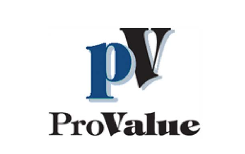 ProValue logo with stylized 'PV' and the words 'ProValue' underneath.