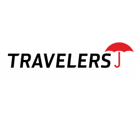 A black background with a small red umbrella.