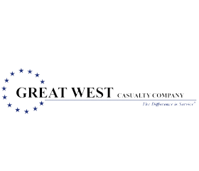 Logo featuring the words "Great West" with blue stars forming a circle above the text and the slogan "The Difference is Service!" underneath.