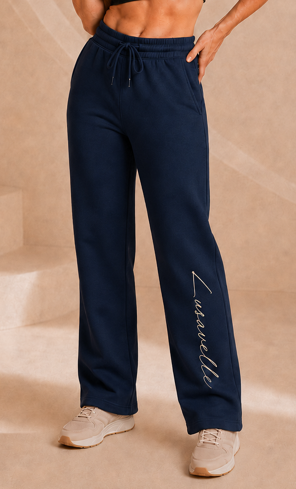 Lusavelle Open Bottom Sweats - Navy.png