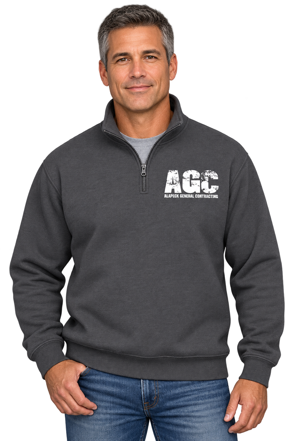 Charcoal quarter-zip with distressed white logo-5.png