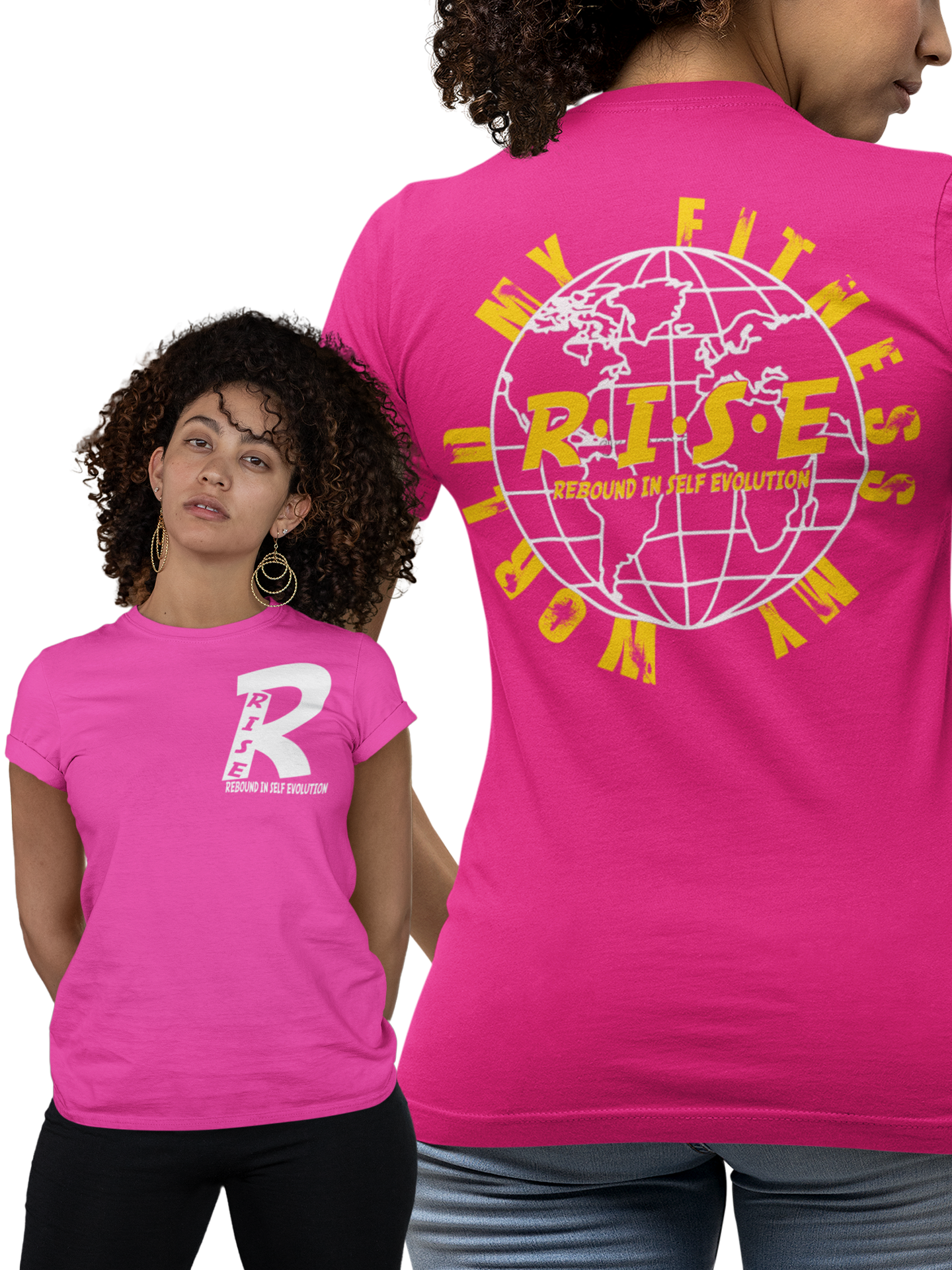 RISE My Fitness My World Womens Tee - Pink.png