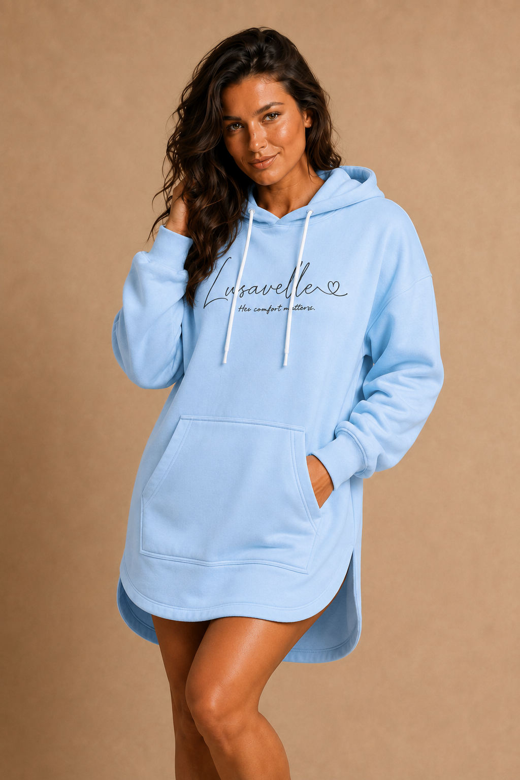 Lusavelle Hoody Dress - Light Blue.png