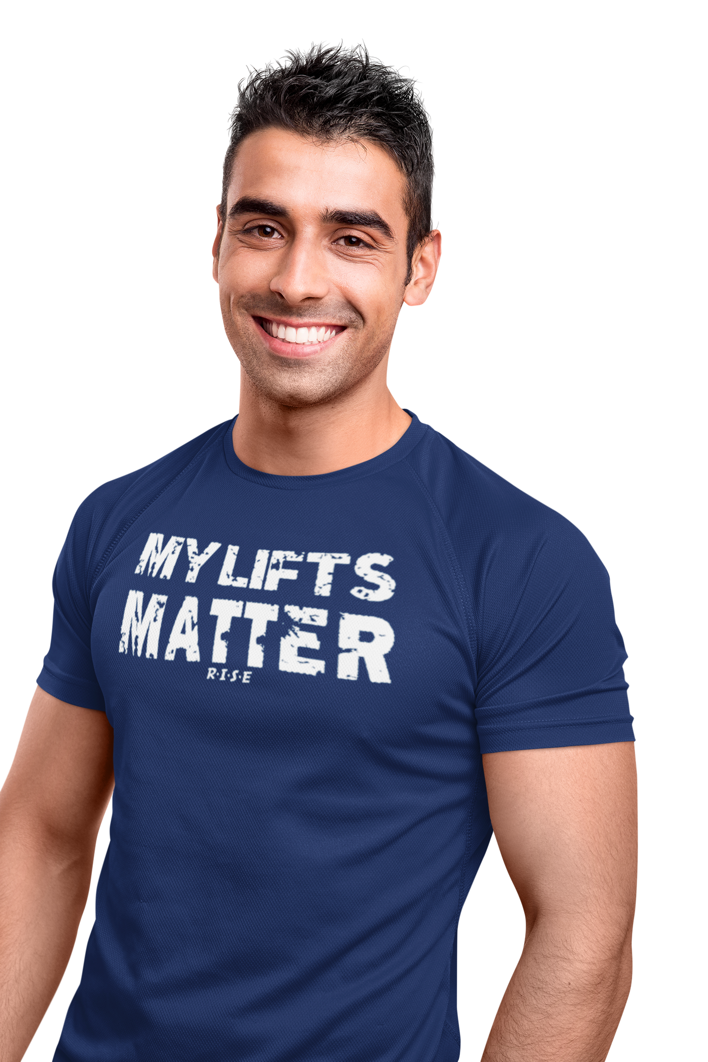 RISE My Lifts Matter Performance Tee - Navy.png