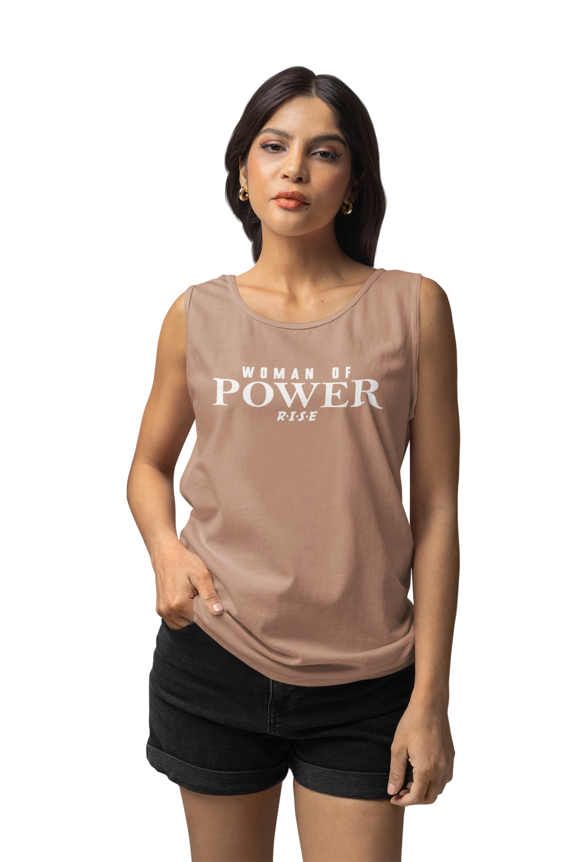 RISE Woman of Power Tank Top - Tan.png