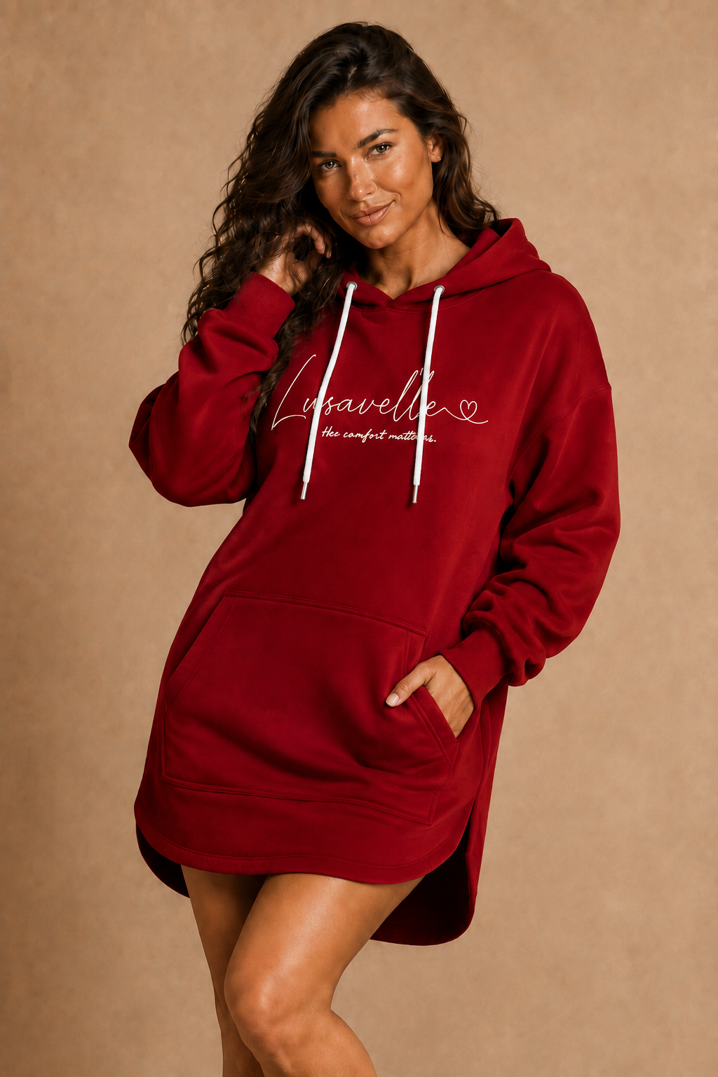 Lusavelle Hoody Dress - Red.png