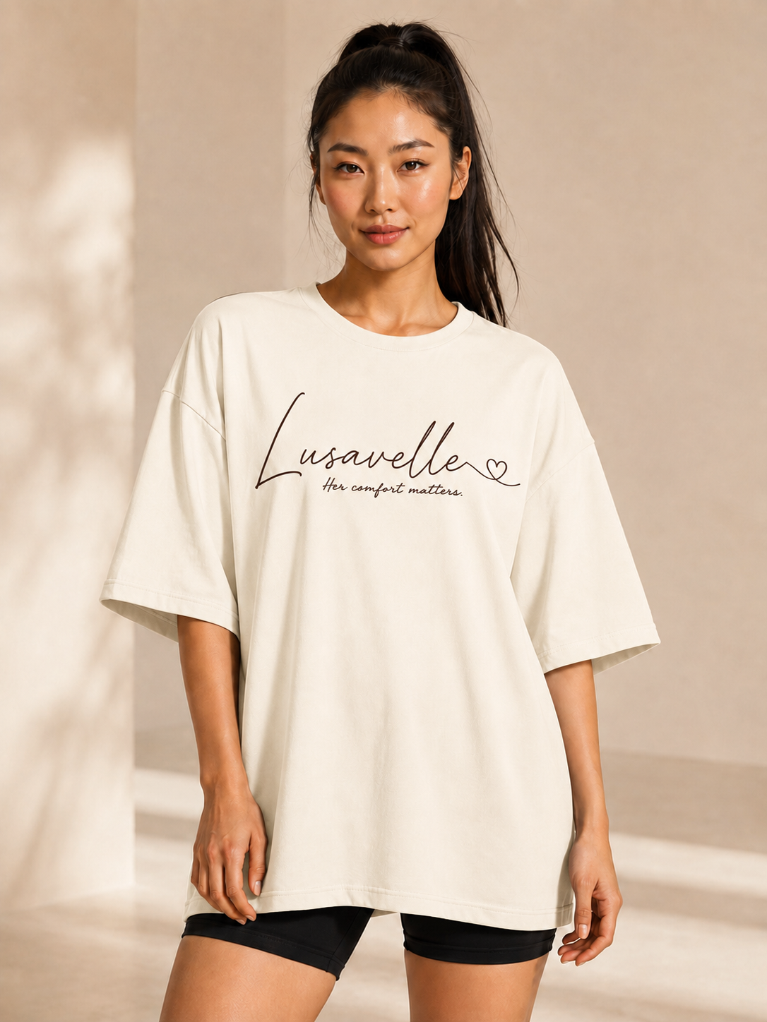 Lusavelle Overized Sleep Tee - Cream.png