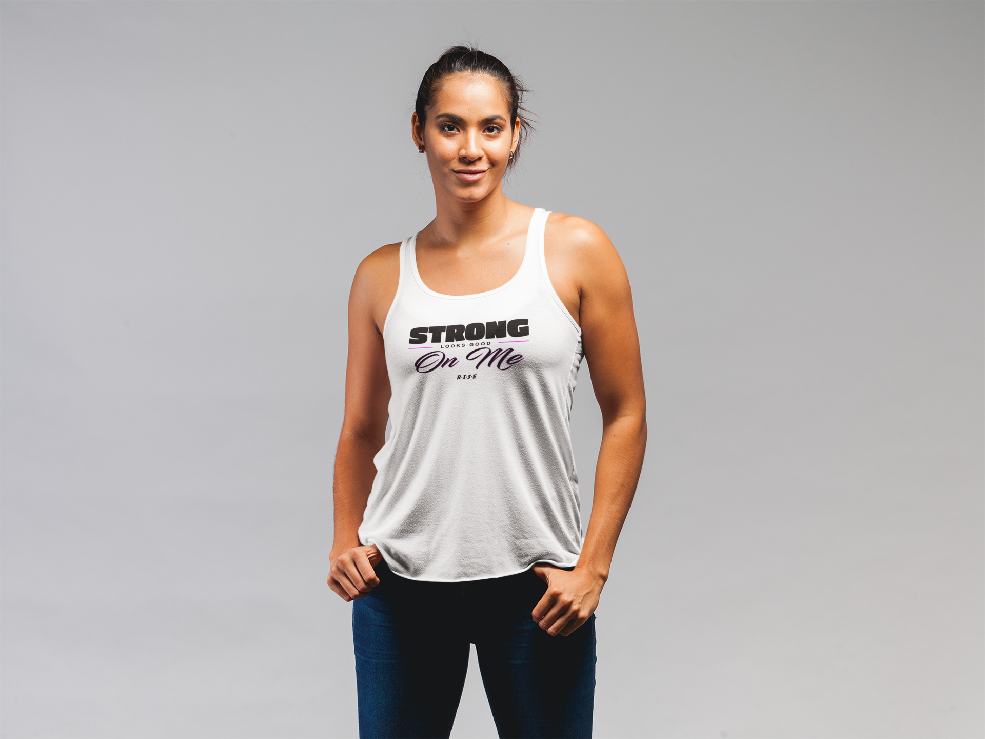 RISE Strong Looks Good Tank Top - White.png