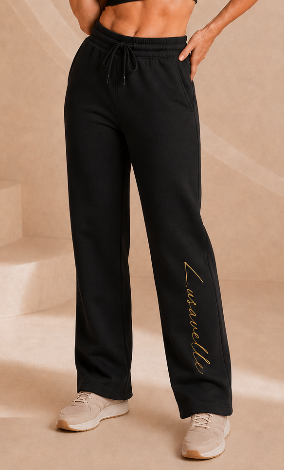 Lusavelle Open Bottom Sweats - Black.png