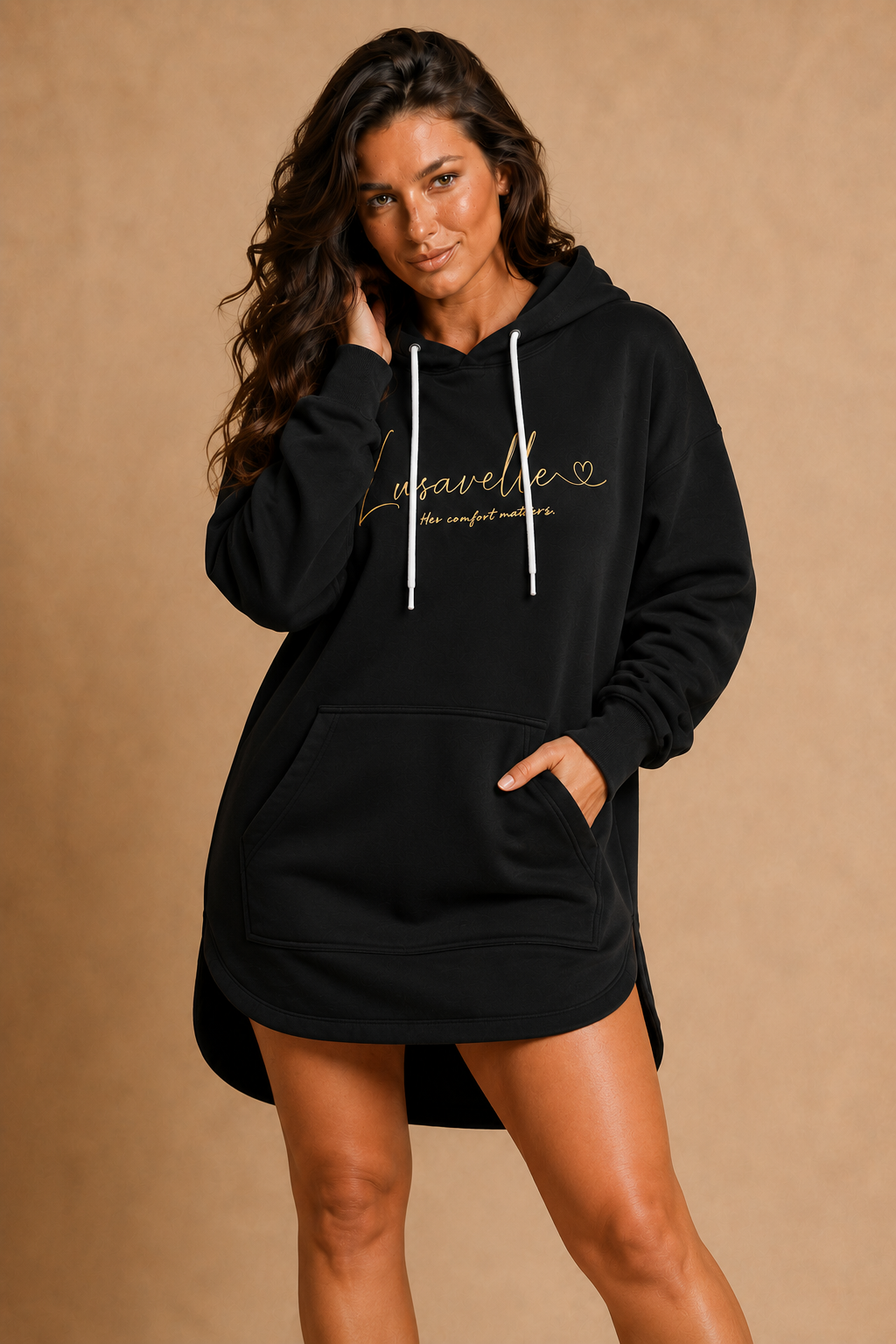 Lusavelle Hoody Dress - Black.png