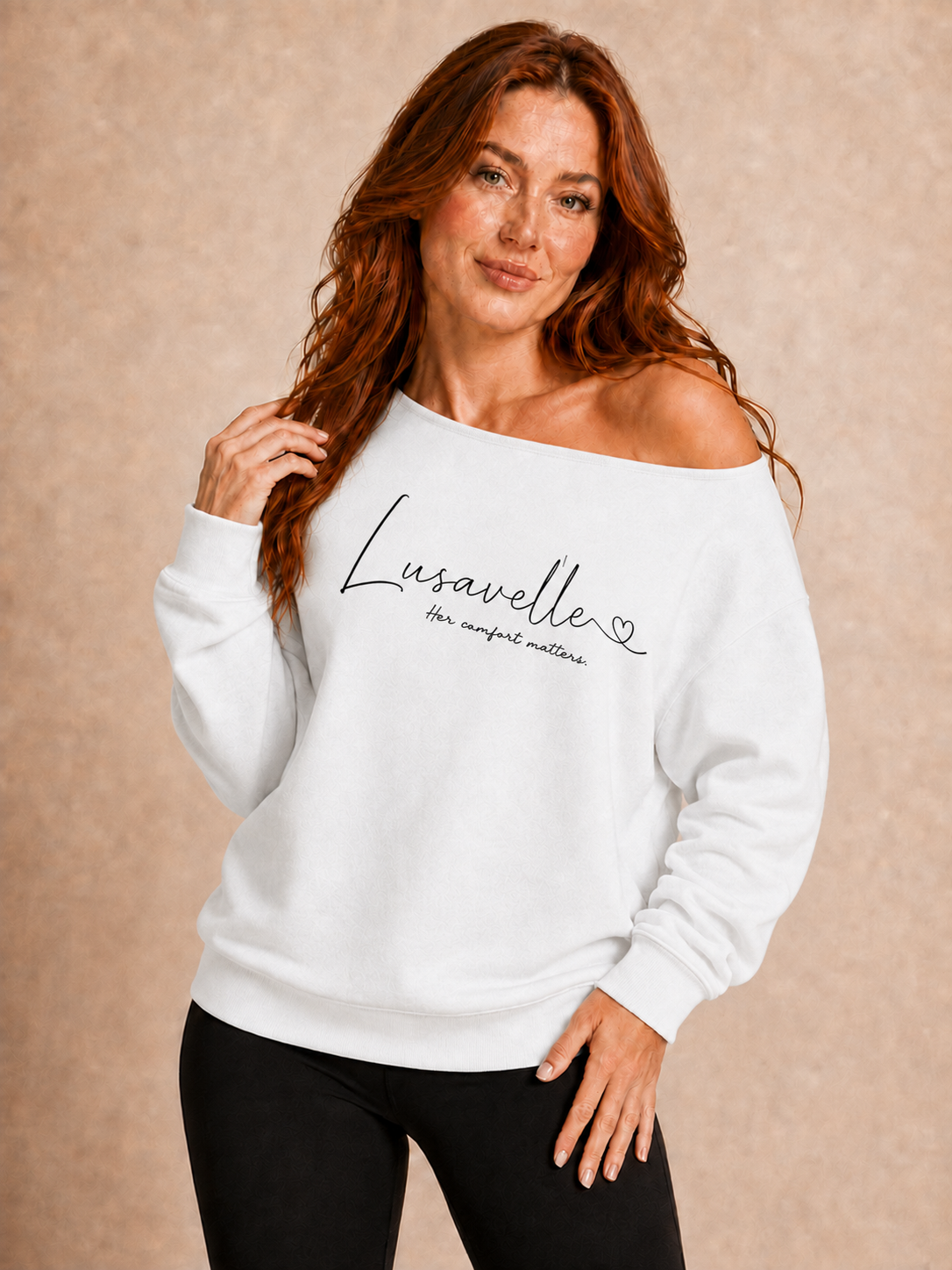 Lusavelle Off the shoulder Sweatshirt - White.png