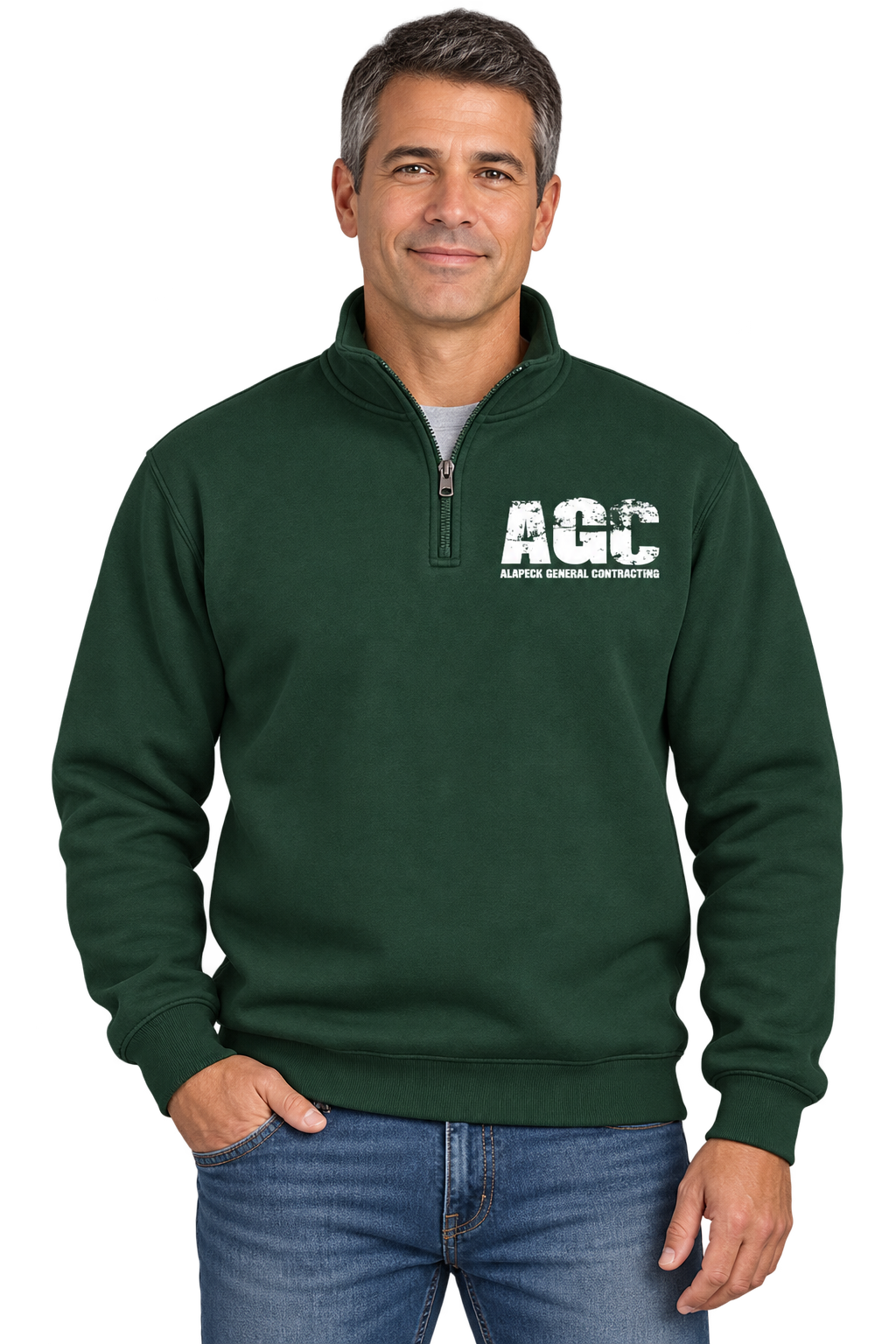 Forest green quarter-zip fleece with AGC logo-4.png