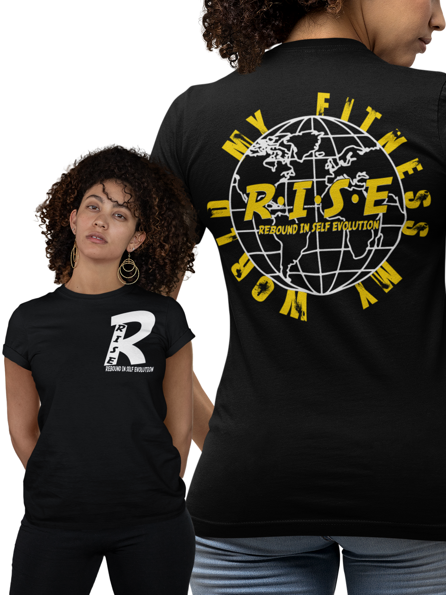 RISE My Fitness My World Womens Tee - Black.png
