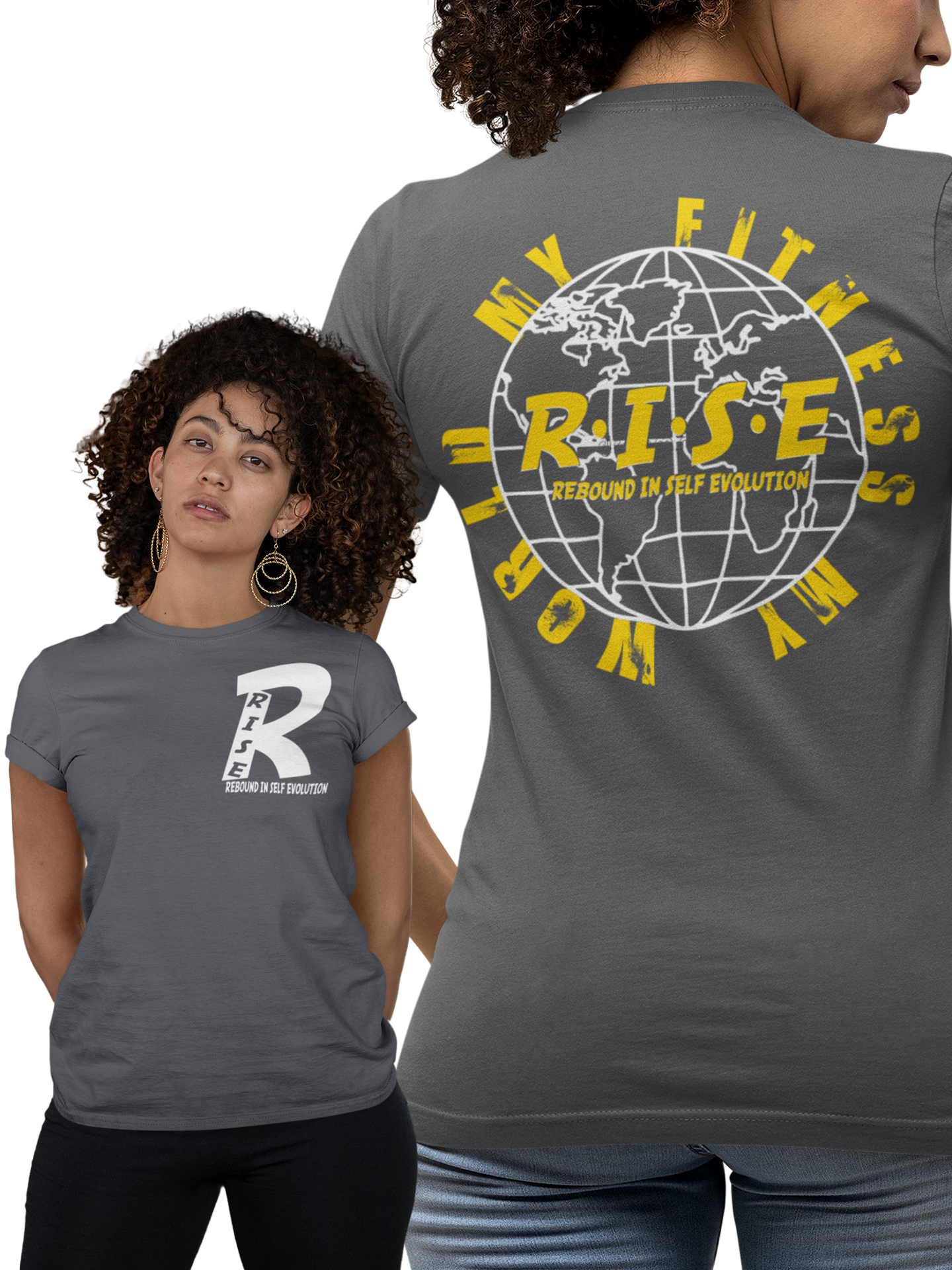 RISE My Fitness My World Womens Tee - Charcoal.png