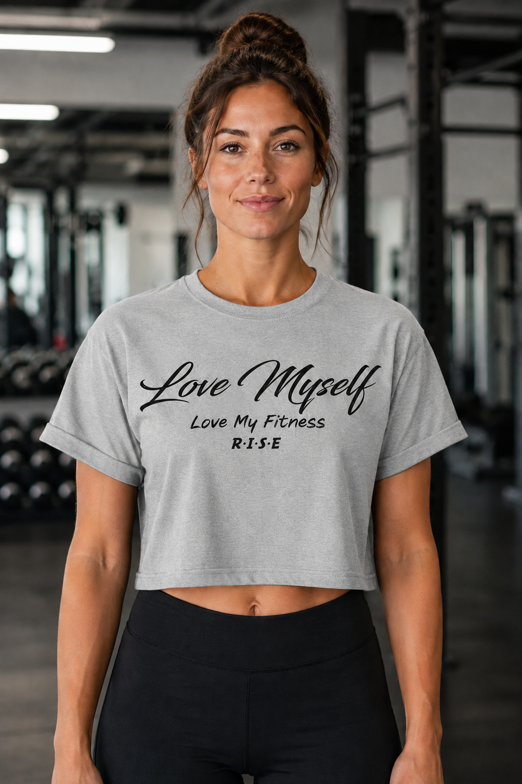 RISE Love Myself Croptop - Heather Gray.png