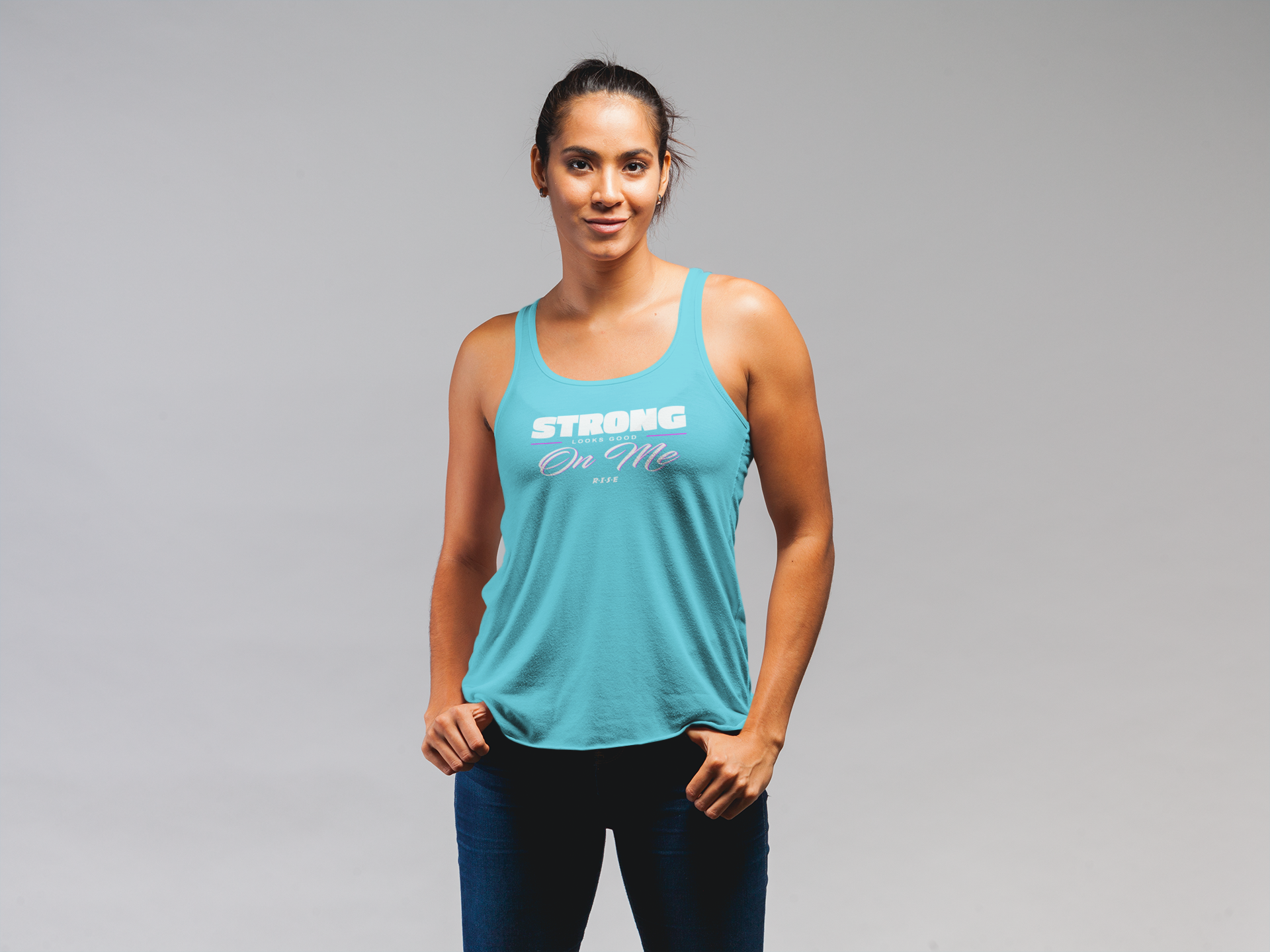 RISE Strong Looks Good Tank Top - Tahiti Blue.png