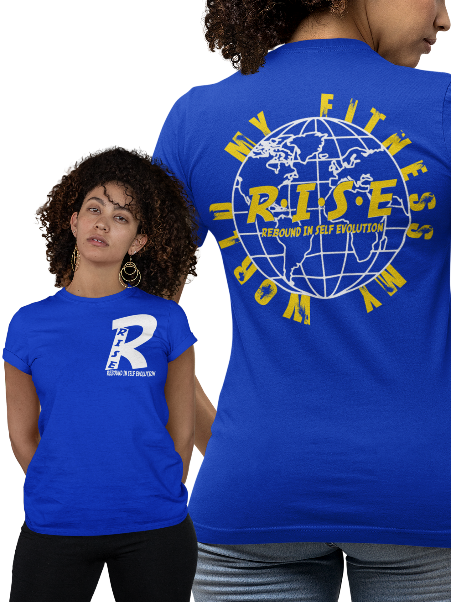 RISE My Fitness My World Womens Tee - Blue.png