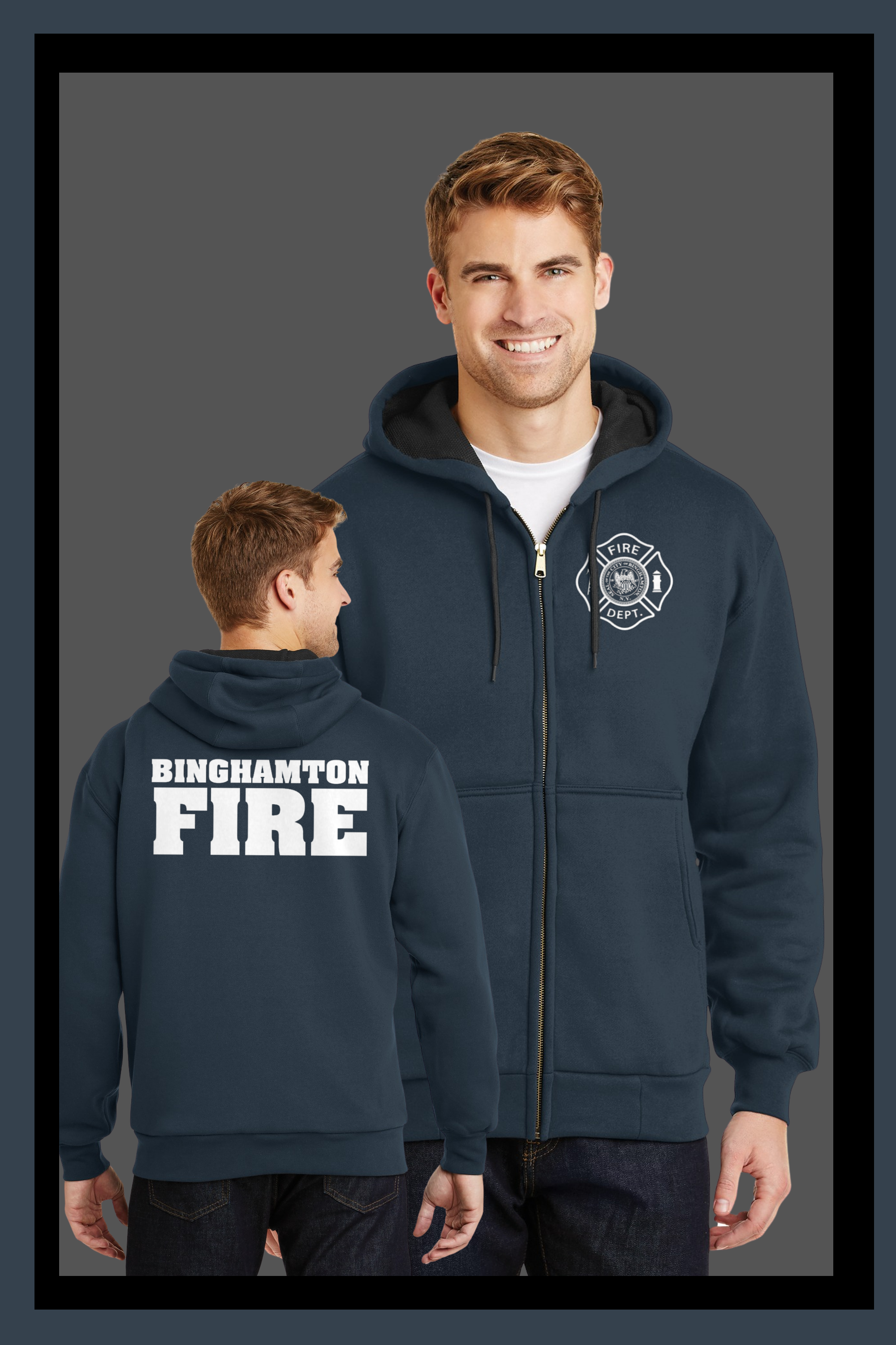 Binghamton Fire Dept - Heavy Duty Zip Up Hoody