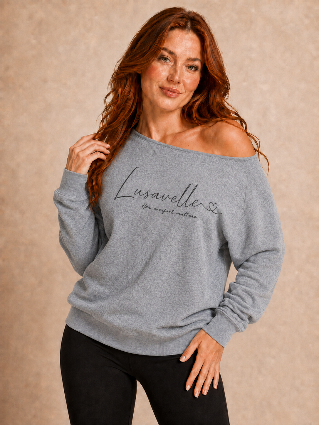 Lusavelle Off the shoulder Sweatshirt - Heather Gray.png