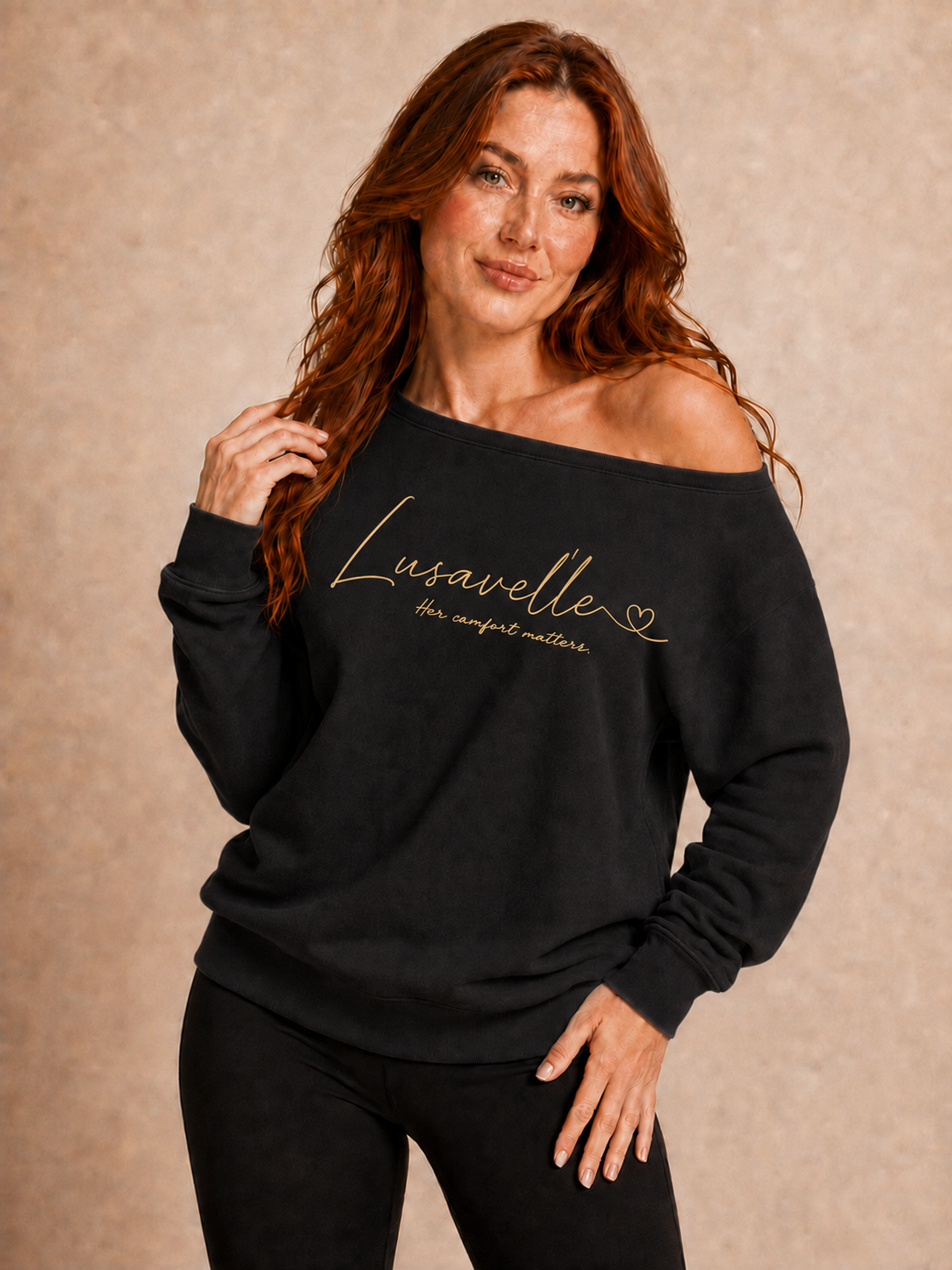 Lusavelle Off the shoulder Sweatshirt - Black.png