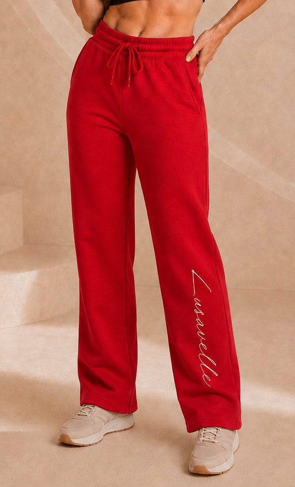 Lusavelle Open Bottom Sweats - Red.png