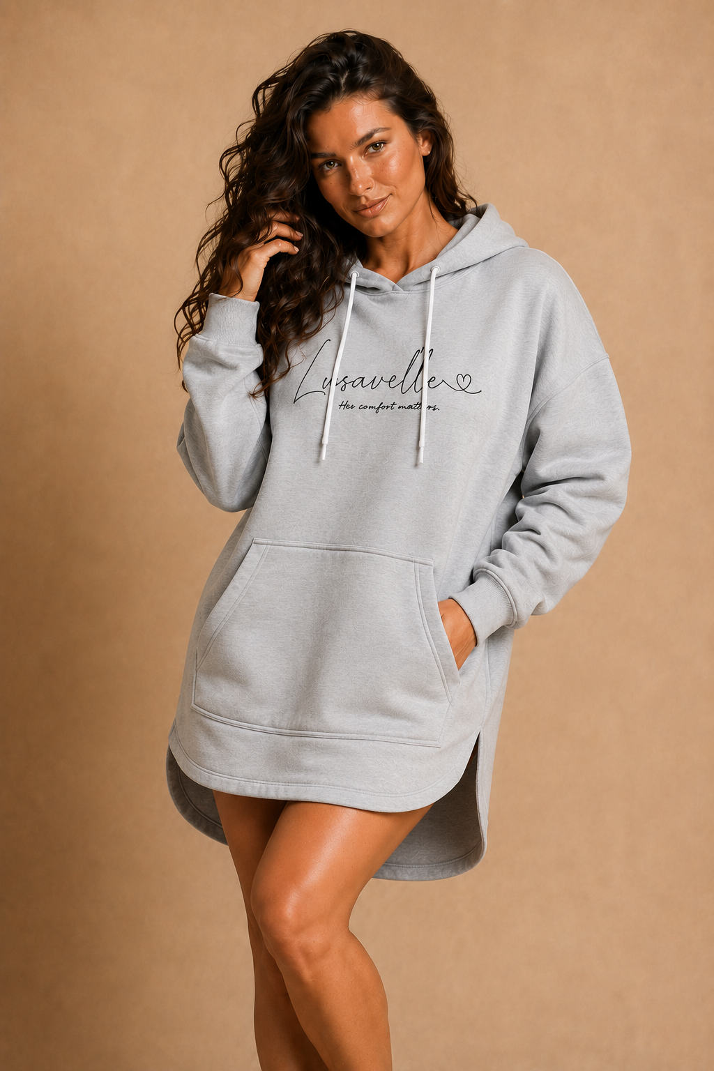 Lusavelle Hoody Dress - Heather Grey.png