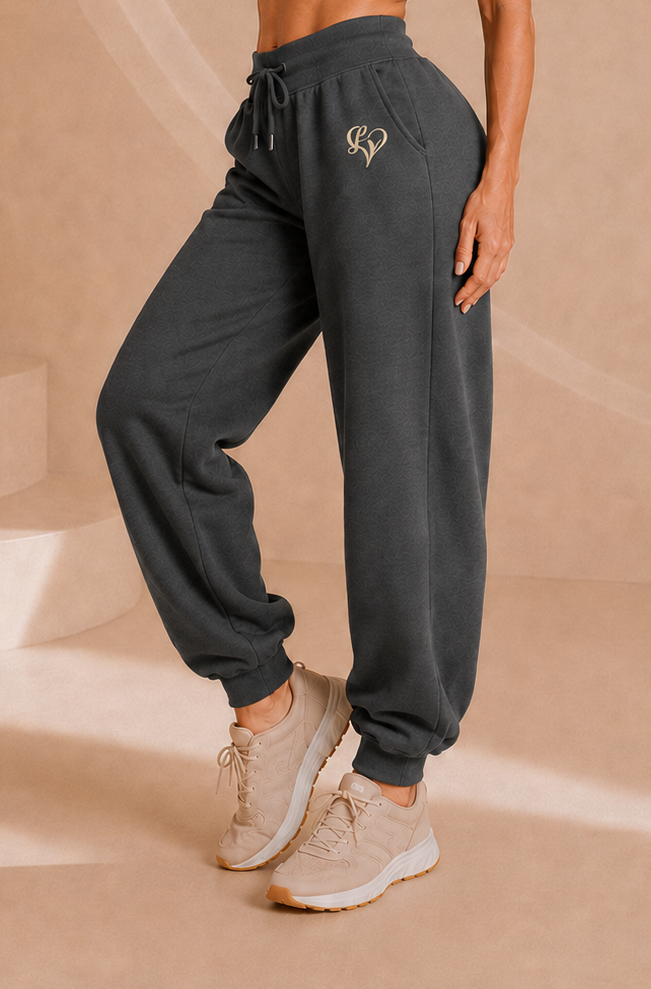 Lusavelle Emblem Sweatpants - Charcoal.png