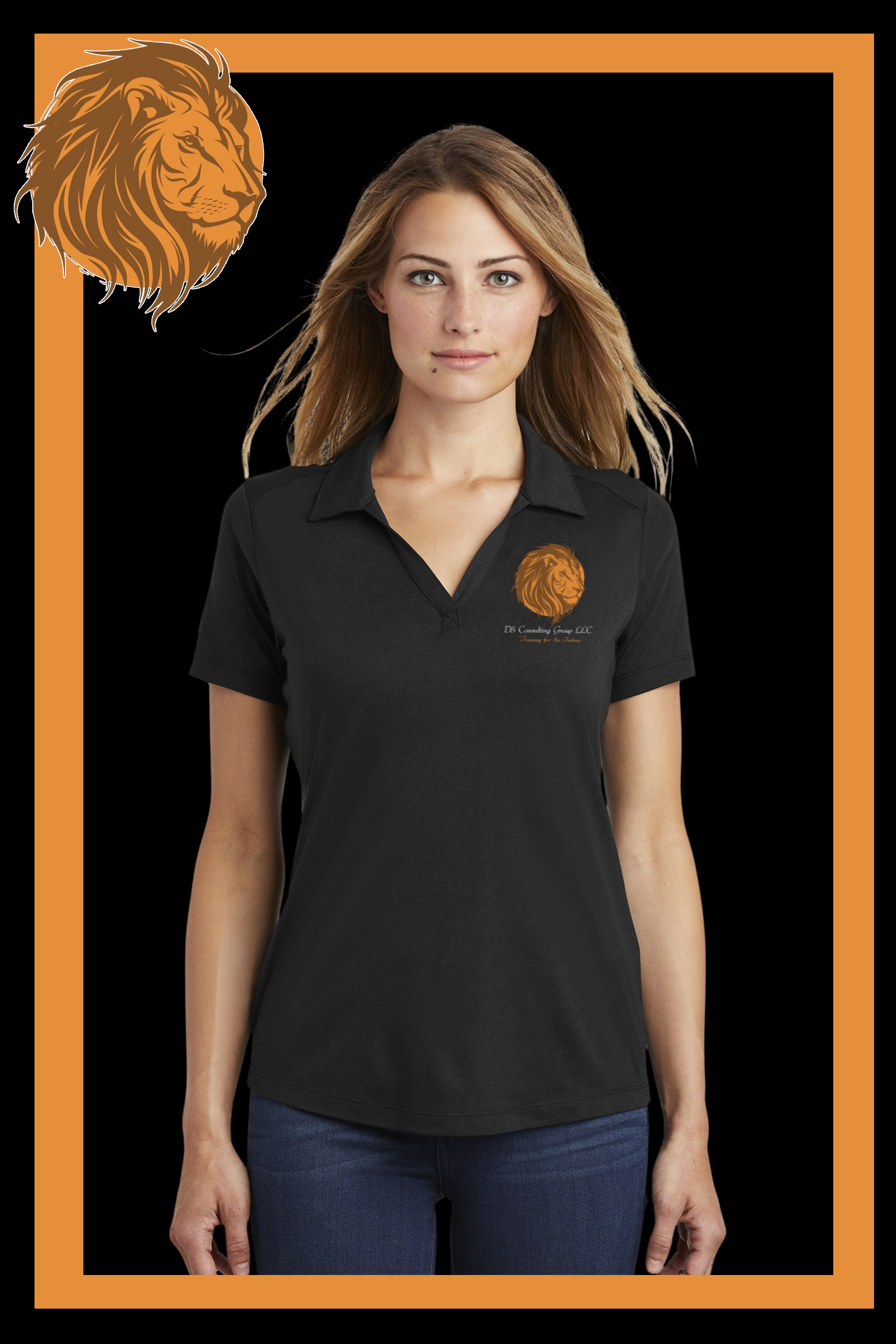D5 Womens Polo - Black.png
