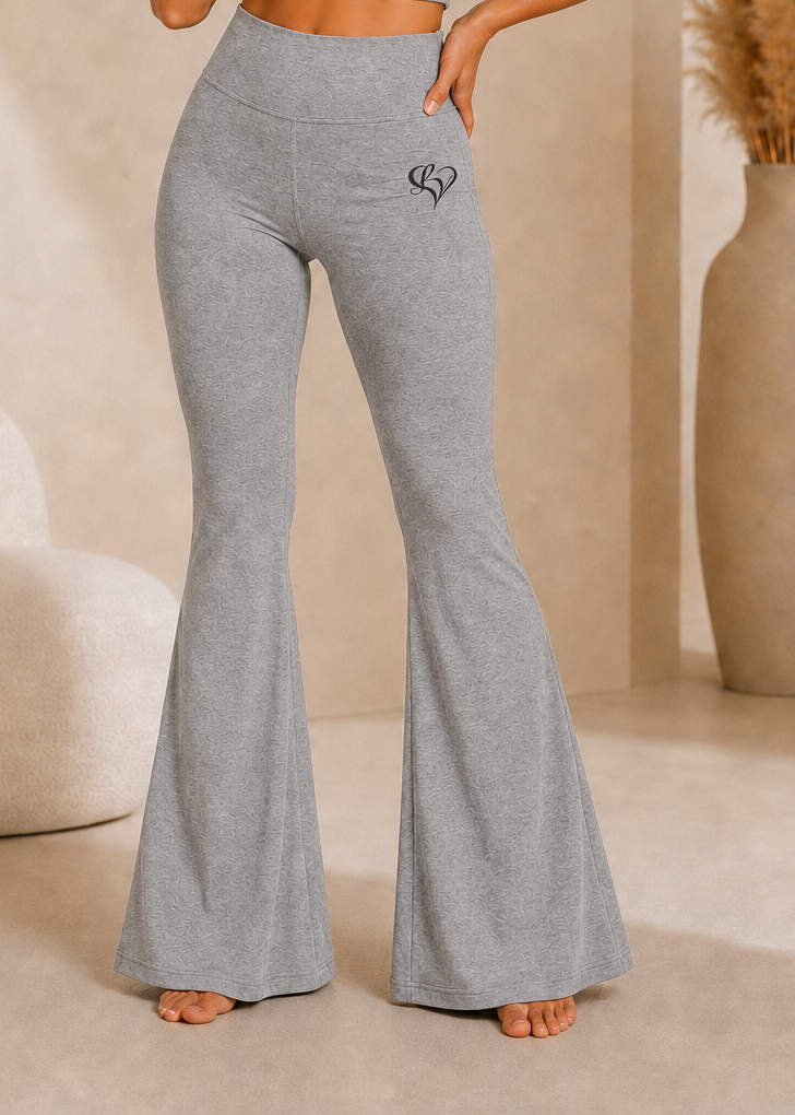 Lusavelle High Waisted Bell Bottom Leggings - Heather Gray.png