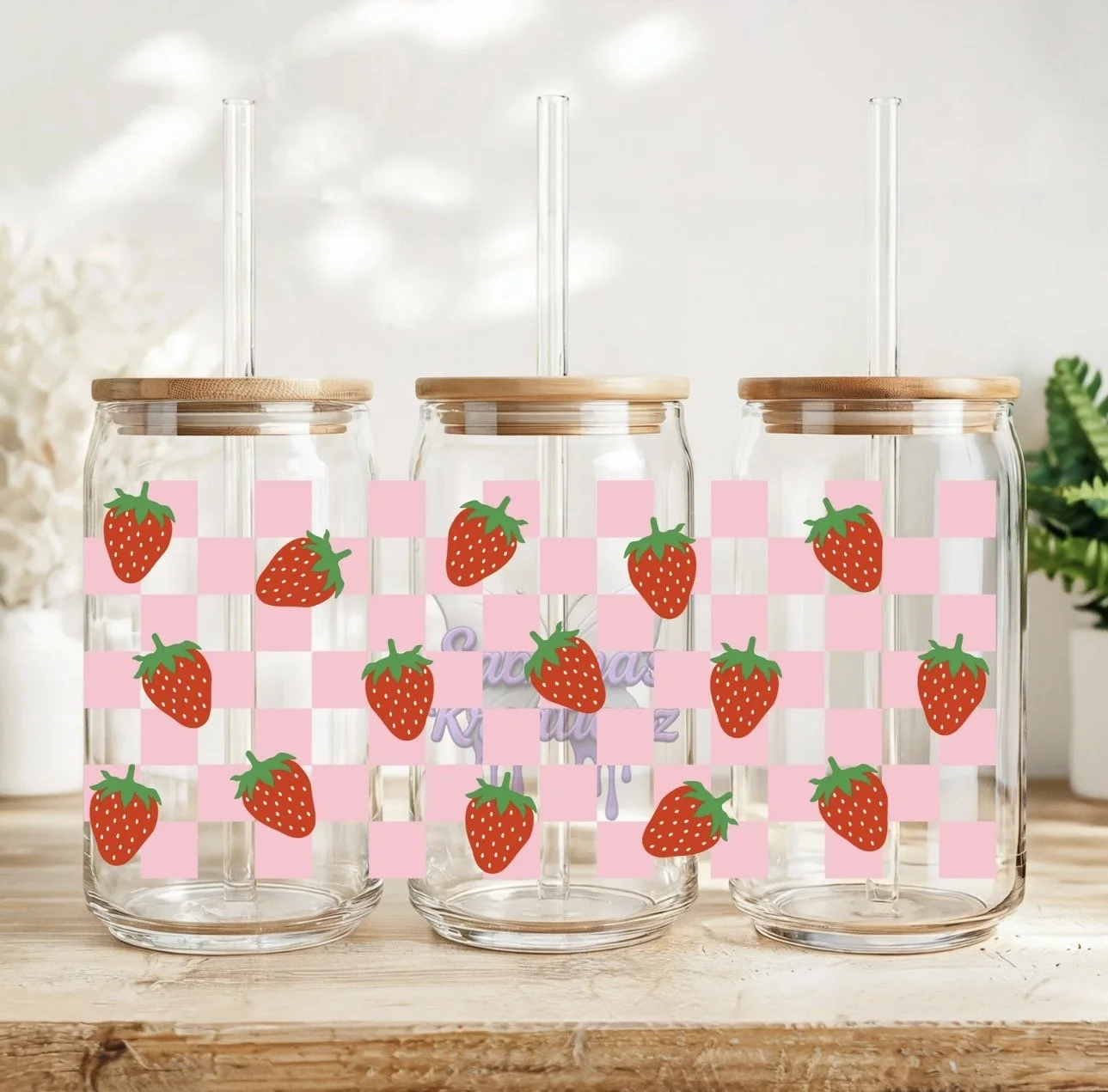 Checkered Strawberry Cup