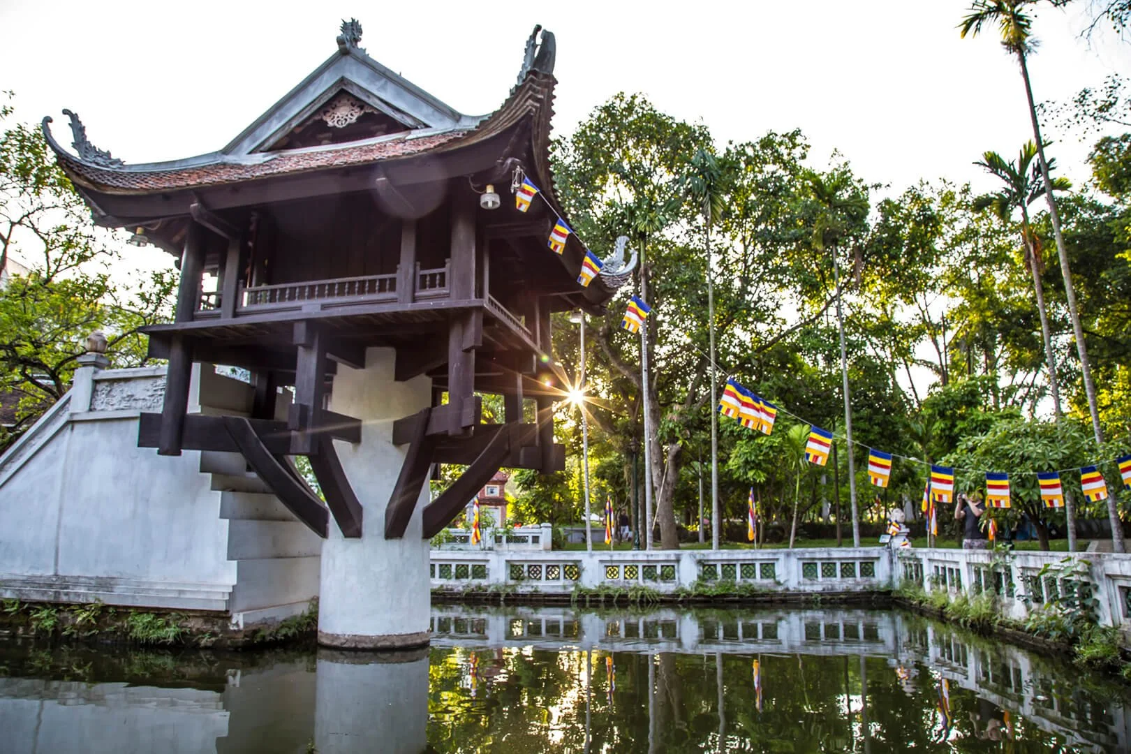 Temple in city park of Hanoi Vietnam