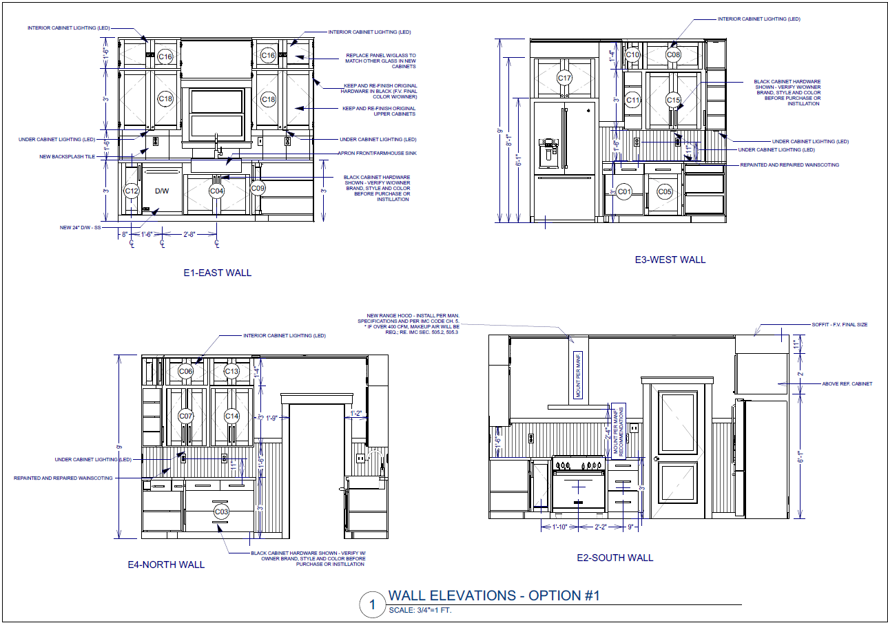 Proposed wall elevations - option #1