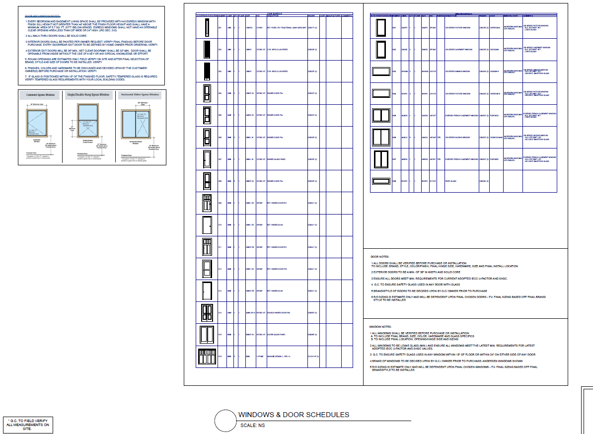 Window & Door Schedules - By Vorstellen