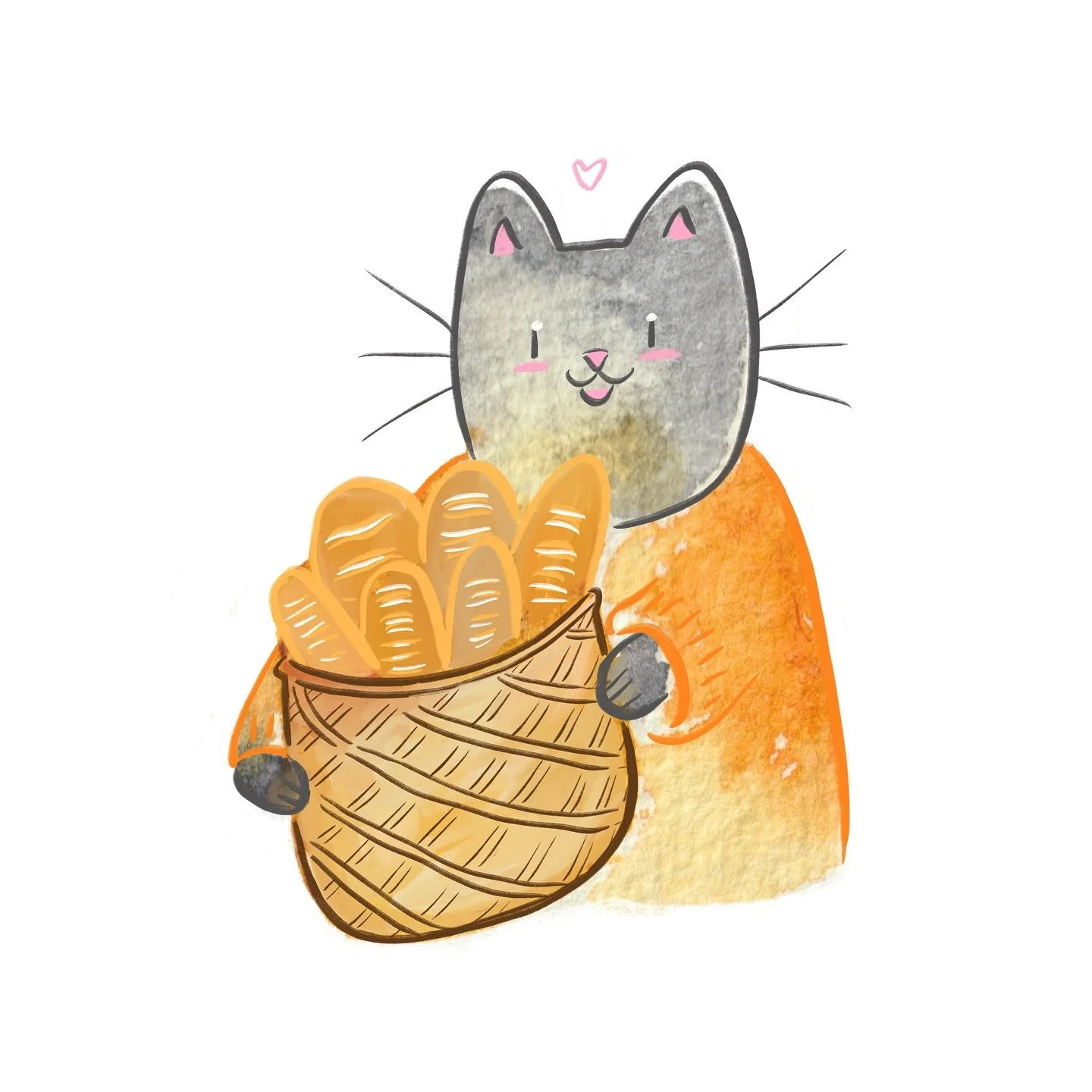 21. BREAD! I mean, basket 🥖💗 #cosyseptemberick 💗 ☺️ #artchallenge #illustrationdaily