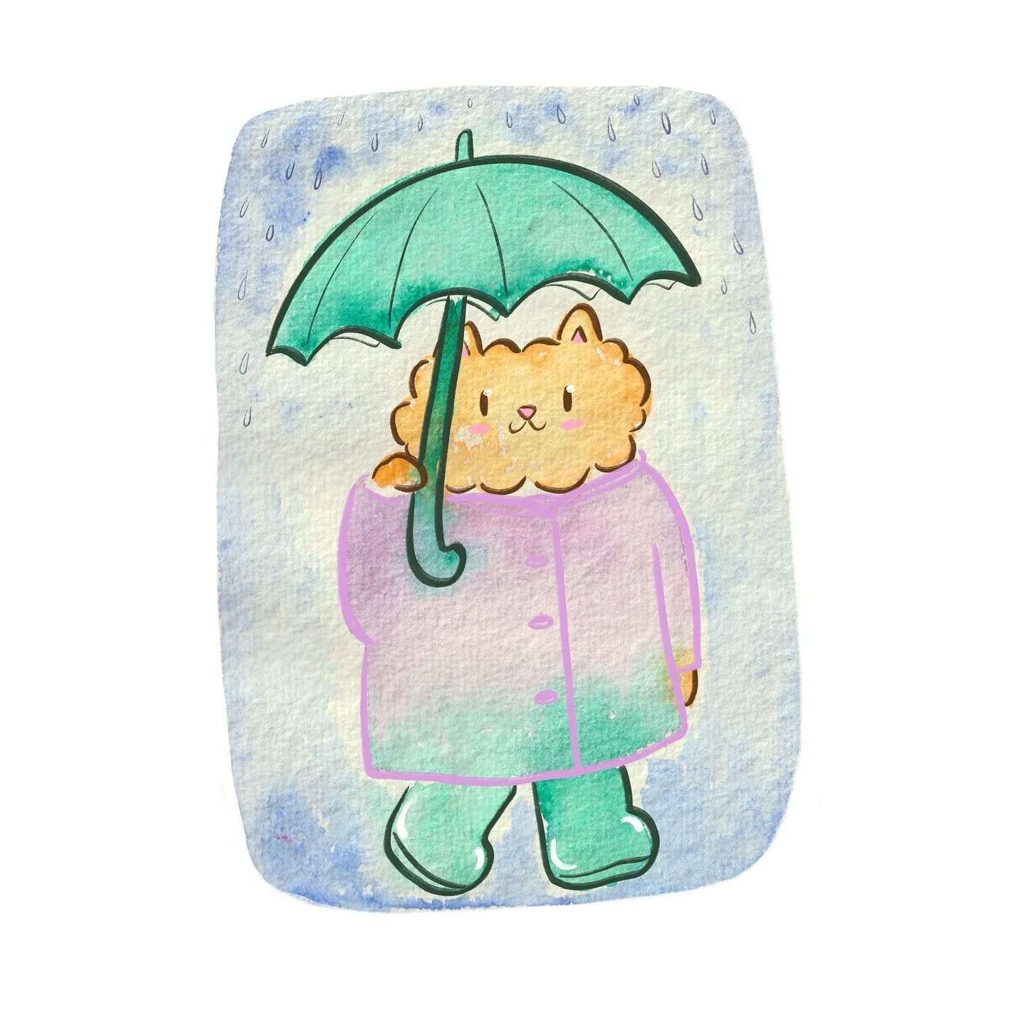 18. Umbrella ☔️ it&rsquo;s okie, Saffie came prepared! 😆💙 #cosyseptemberick 💗 ☺️ #artchallenge #illustrationdaily