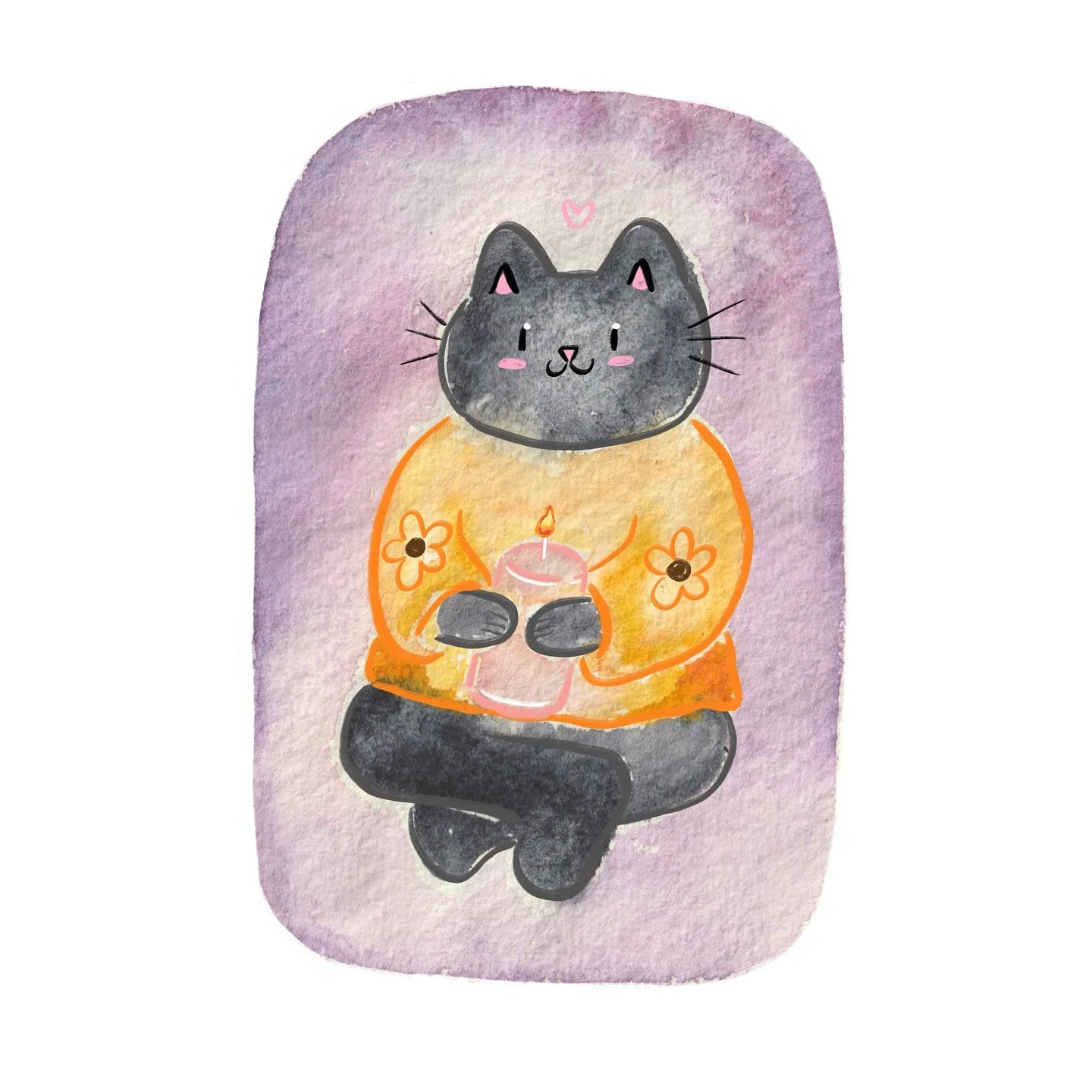25. Candles 🕯️💜 🐈&zwj;⬛ #cosyseptemberick 💗 ☺️ #artchallenge #illustrationdaily
