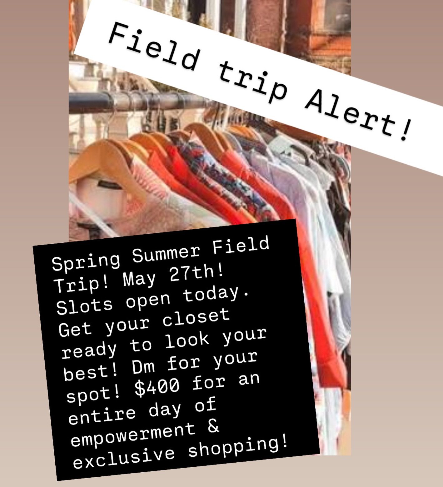 Time for spring flinging! Sign up for my next field trip May 27. It's going to be incredible!  Dm me for a spot. $400 pp for an entire day of exclusive styling, with exclusive stops at clean beauty &amp; the best fashion outposts! Time to get your Sp