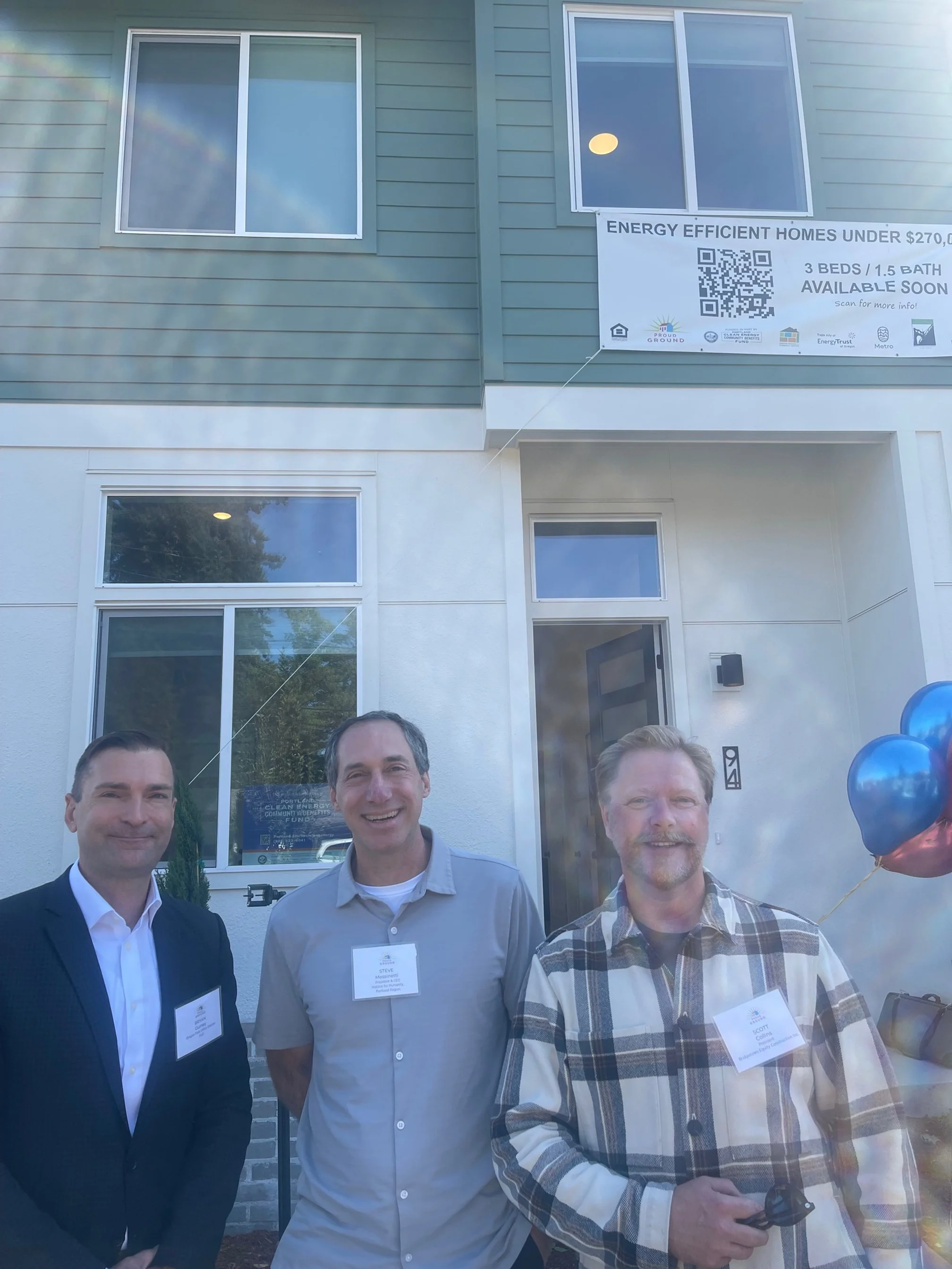 Bryan Guiney, Field Office Director, HUD; Steve Messinetti, Habitat for Humanity; Scott Collins, Bridgetown Equity Construction Inc.