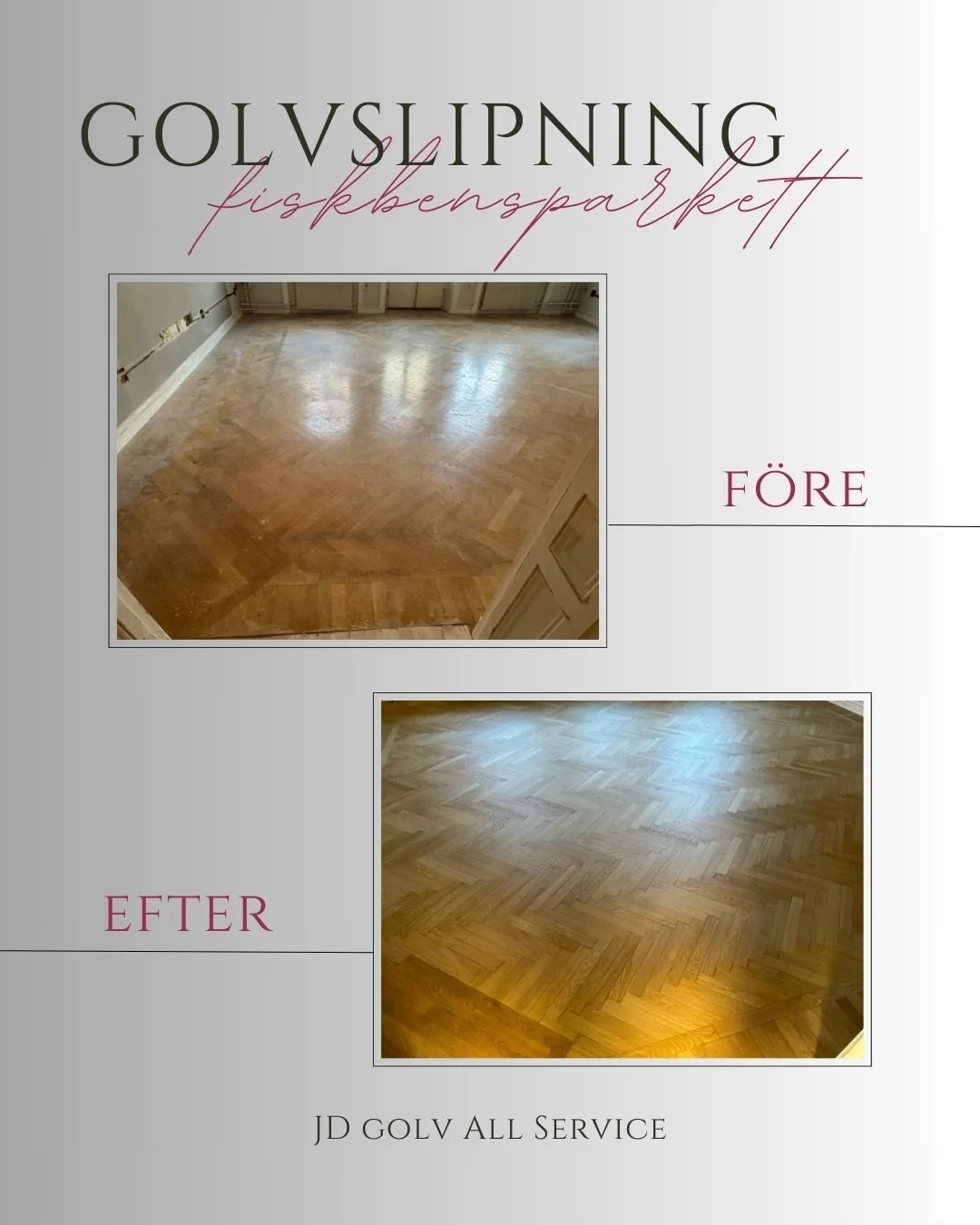 Golvslipning av gammal fiskbensparkett 

#parkett #tr&auml; #fiskbensparkett #golv #golvslipning #golvslipare #parkettgolv #golvl&auml;ggare