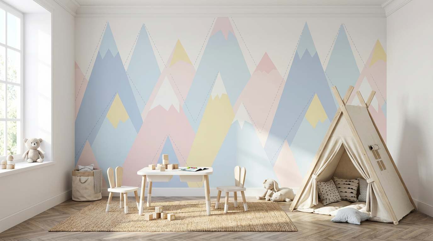 Papel de parede personalizado de montanhas infantil