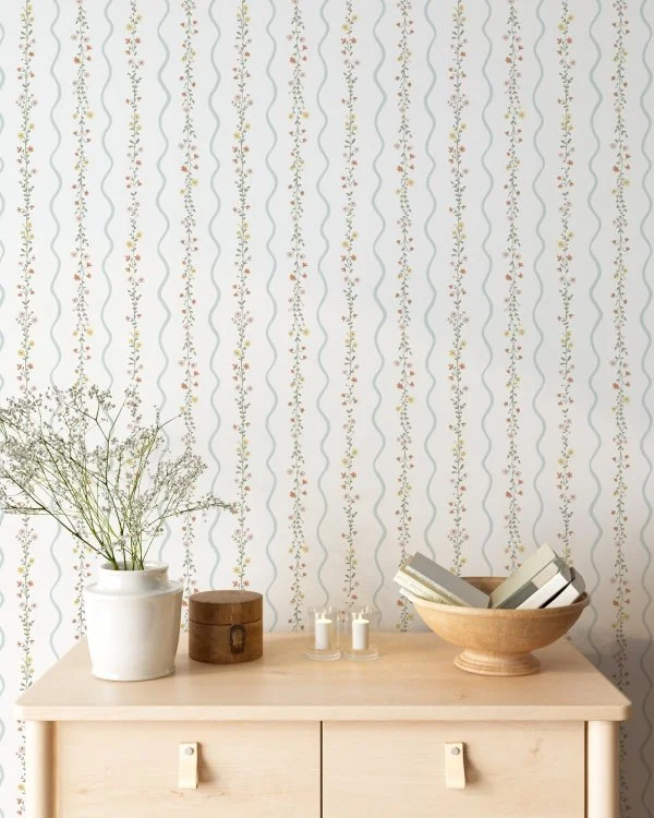 Papel de Parede Fita de Flores