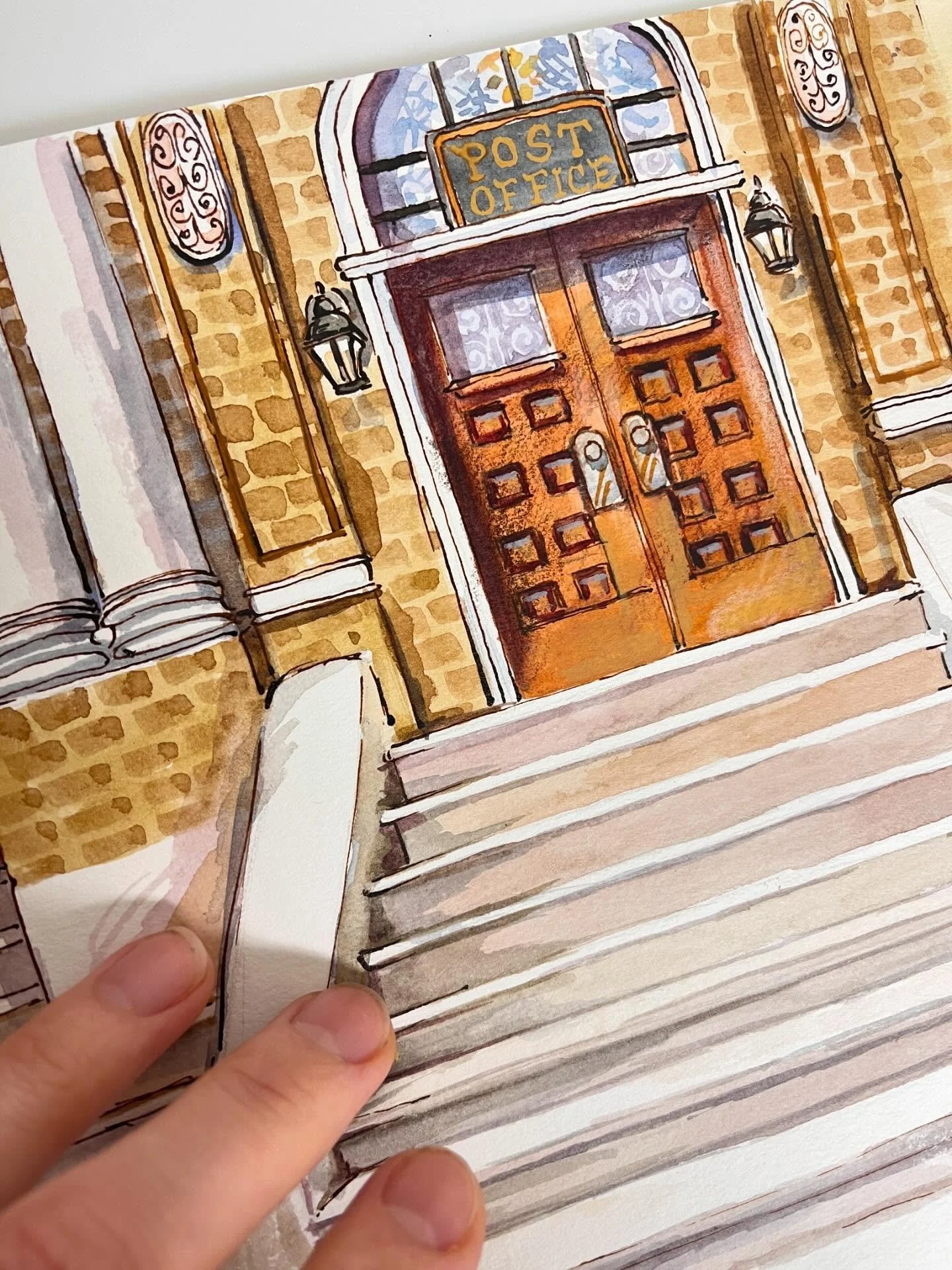 Inspiration comes in the strangest places. I got really stuck on painting these stairs (there is so much light and shadow colour changes in stairs). I painted them at least four times. The night before last I was reading to my son We Share Everything