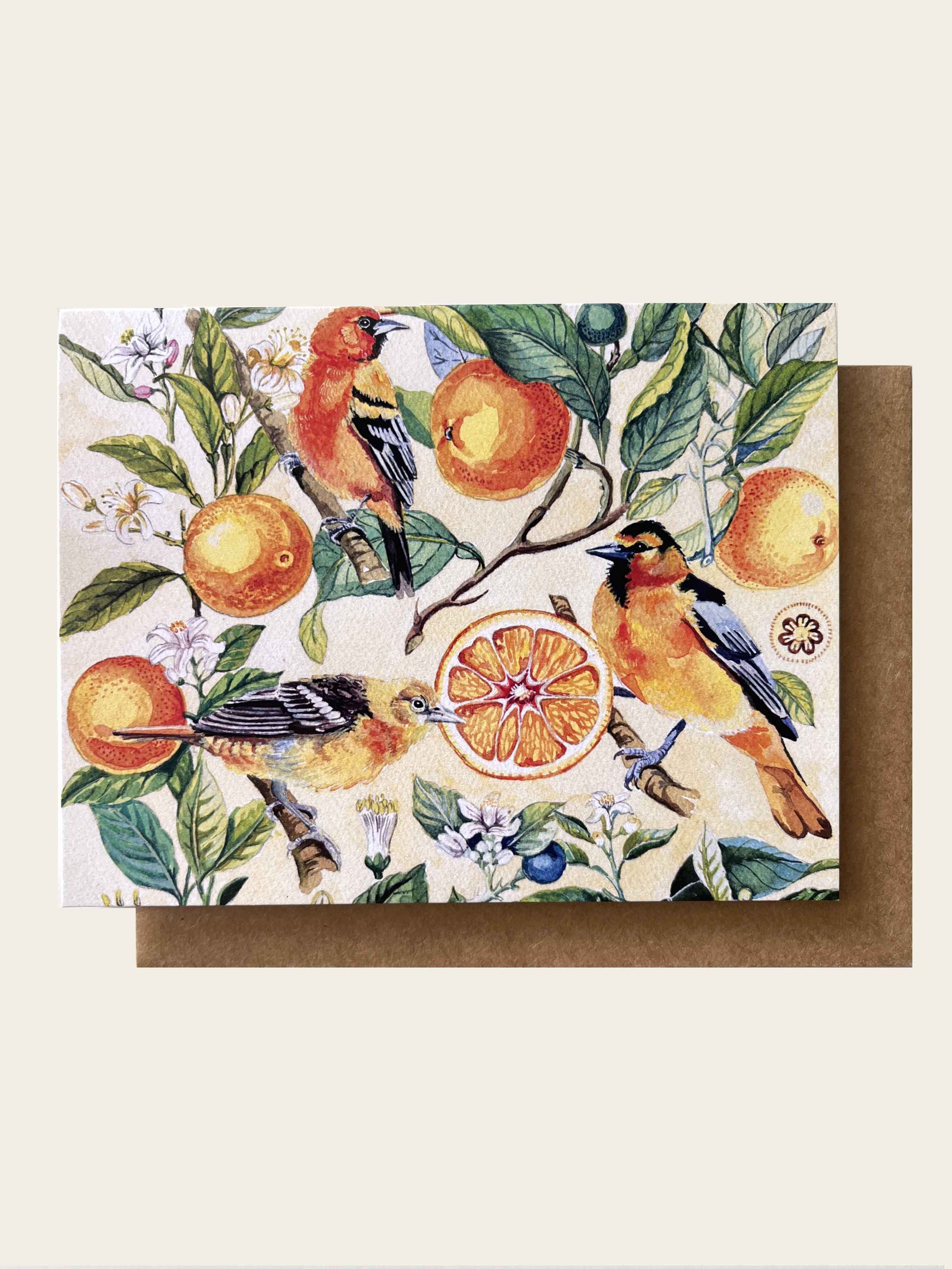 A2 Blank Notecard Oranges & Orioles