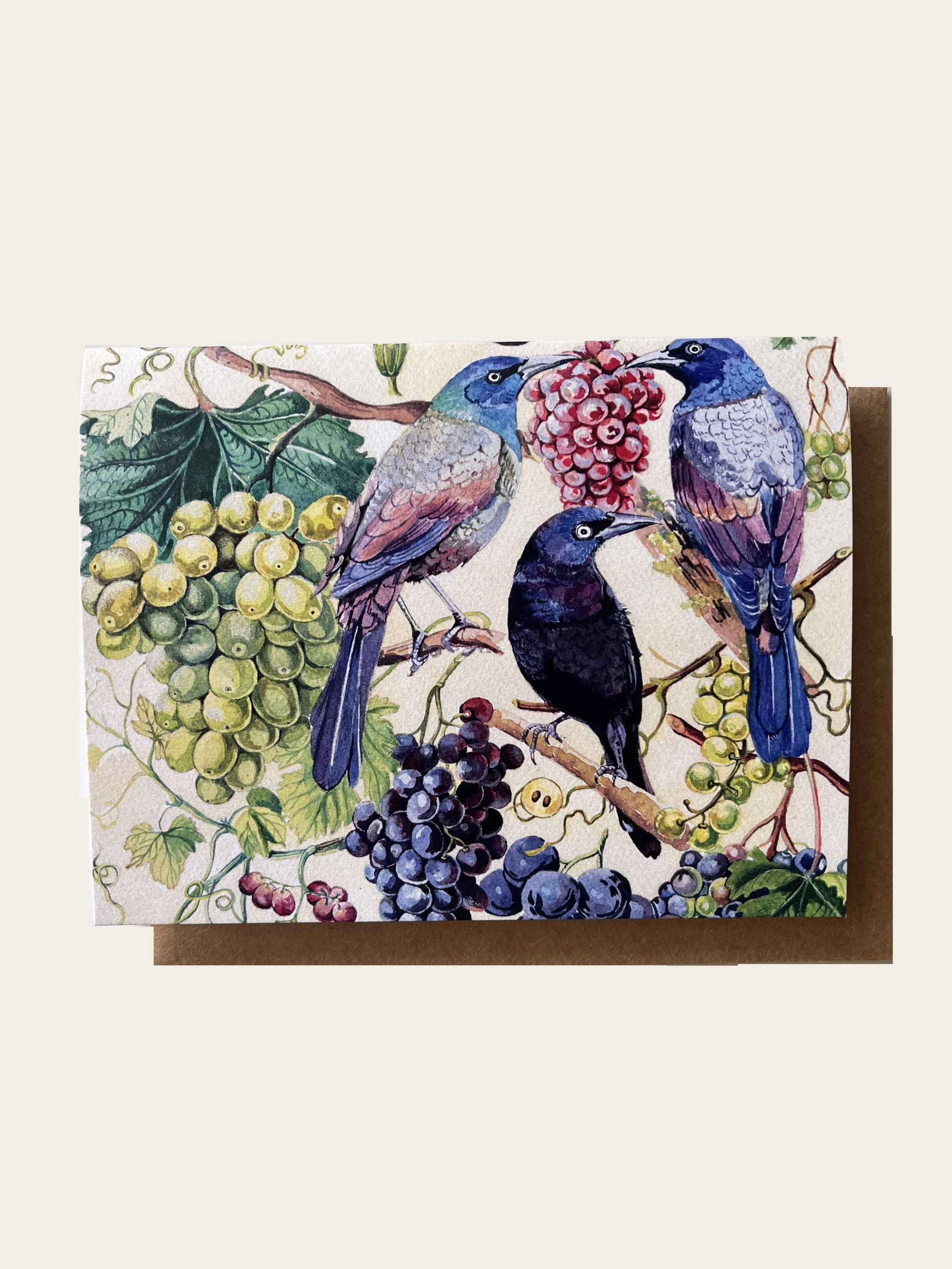 A2 Blank Notecard Grackles & Grapes