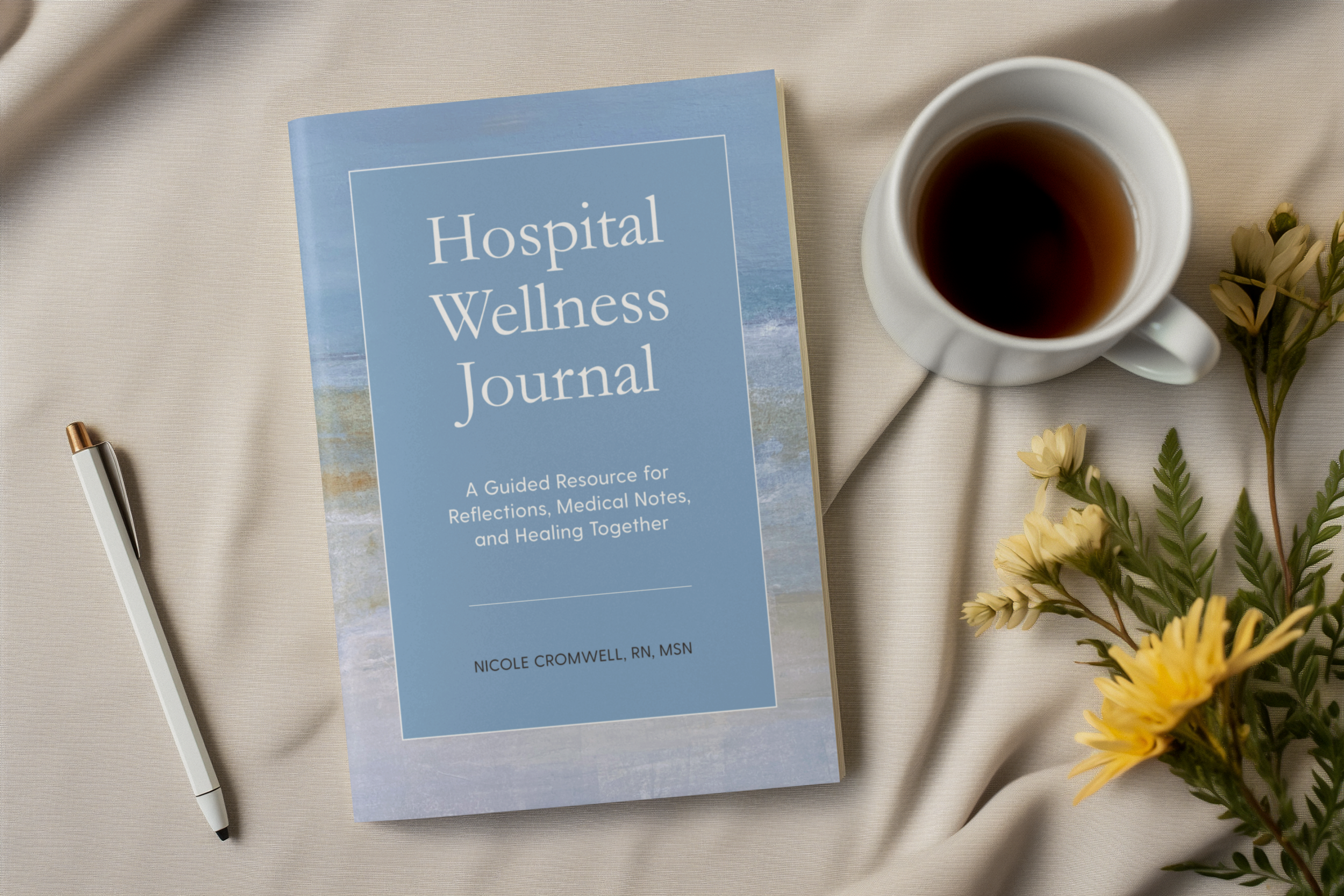 Hospital Wellness  Journal cover featuring original artwork by Nicole Cromwell, artist and author