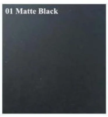A square swatch of matte black paint labeled '01 Matte Black' in the top left corner.