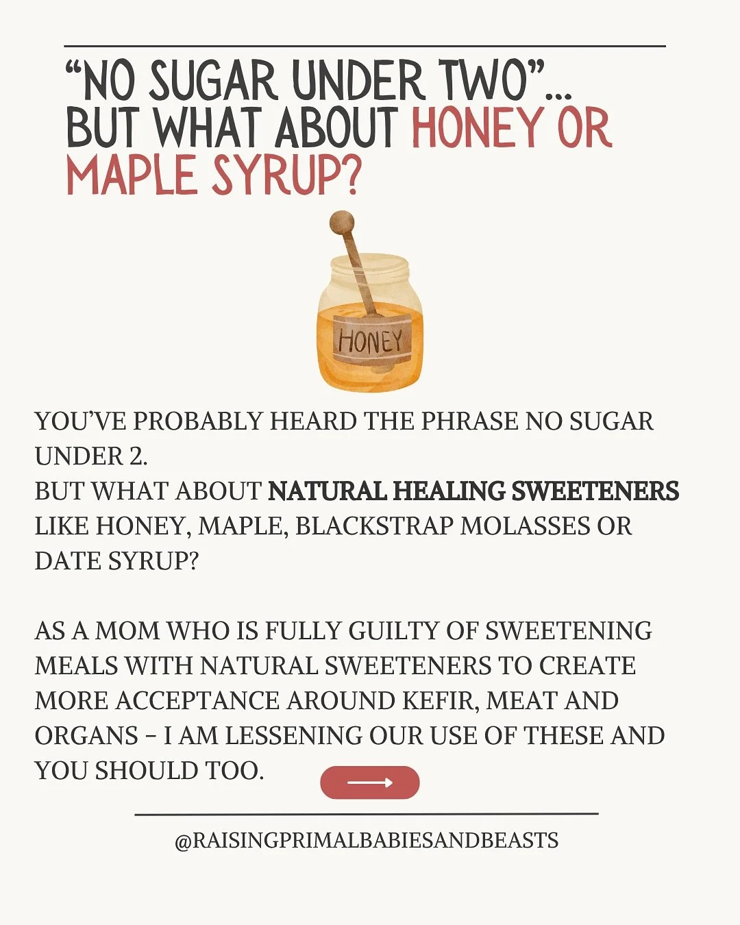 No sugar before 2? What about honey or maple syrup?! If you&rsquo;ve ever wondered whether natural sweeteners like honey or maple are okay for your baby or toddler, you&rsquo;re not alone and the answer is more nuanced than you might think.

👶 Under