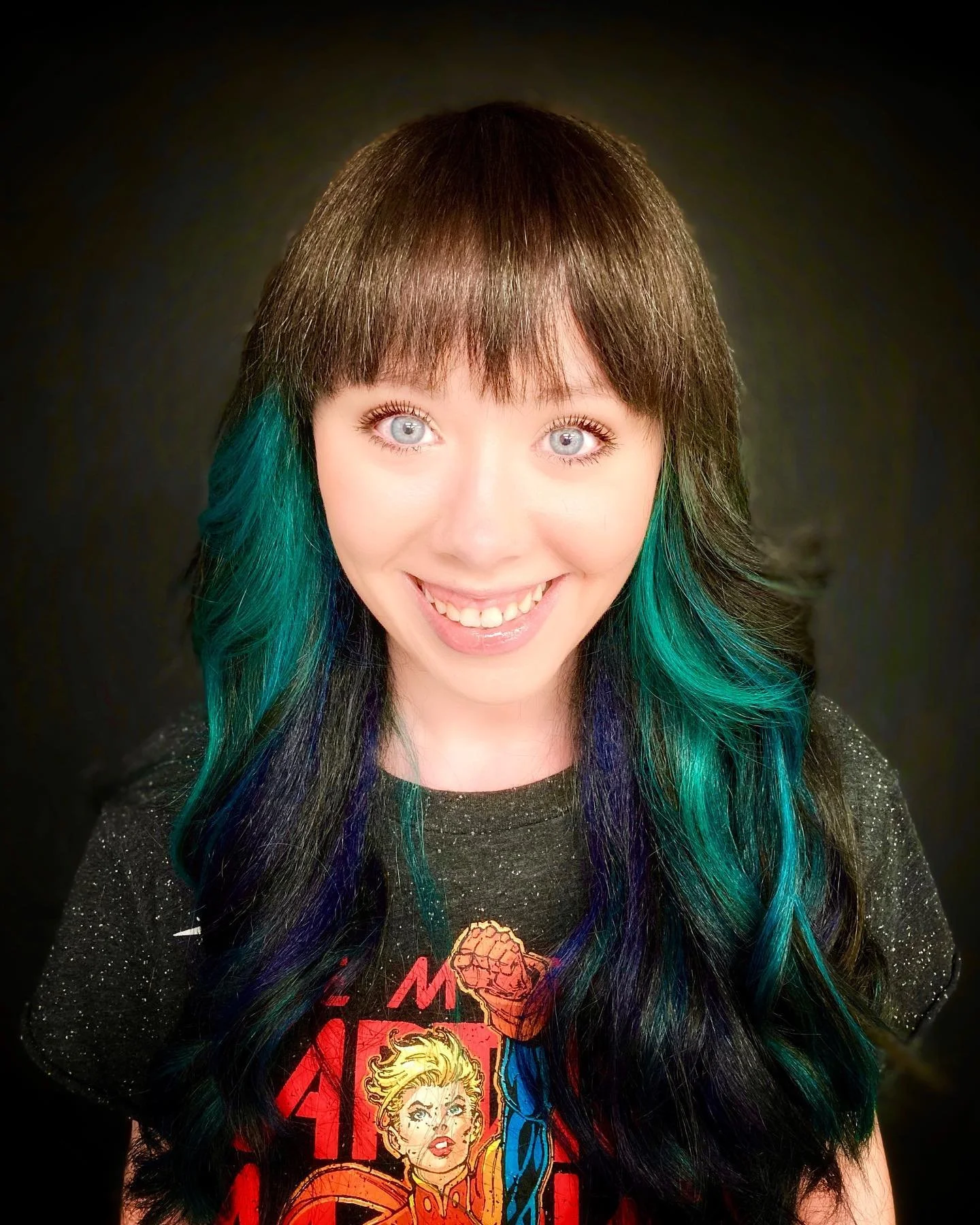 Jessi got a really fun makeover! We did fun highlights in aqua, electric blue, and deep blue as well as darkening her overall base color for maximum contrast and color pop! Hair by Rebeccah, text 562 505-8973 for a consultation or appointment! 💇&zwj