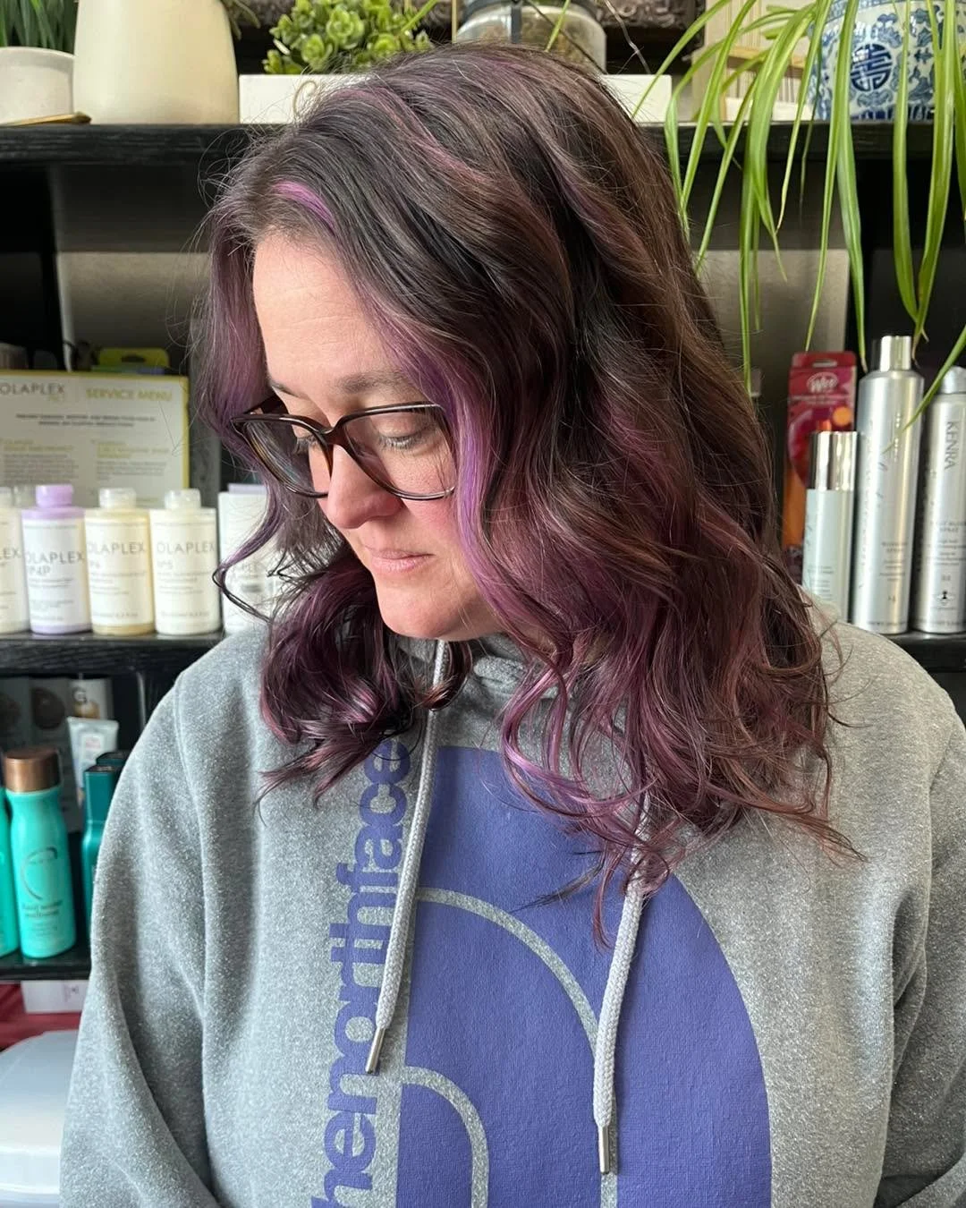 Purple hair doesn&rsquo;t have to be extreme! Check out this beauty m, it pops and it doesn&rsquo;t require a ton of maintenance to keep it from looking grown out &amp; dated! 
.
Book your next appointment !
.
https://mysite.vagaro.com/sebeautybar
.
