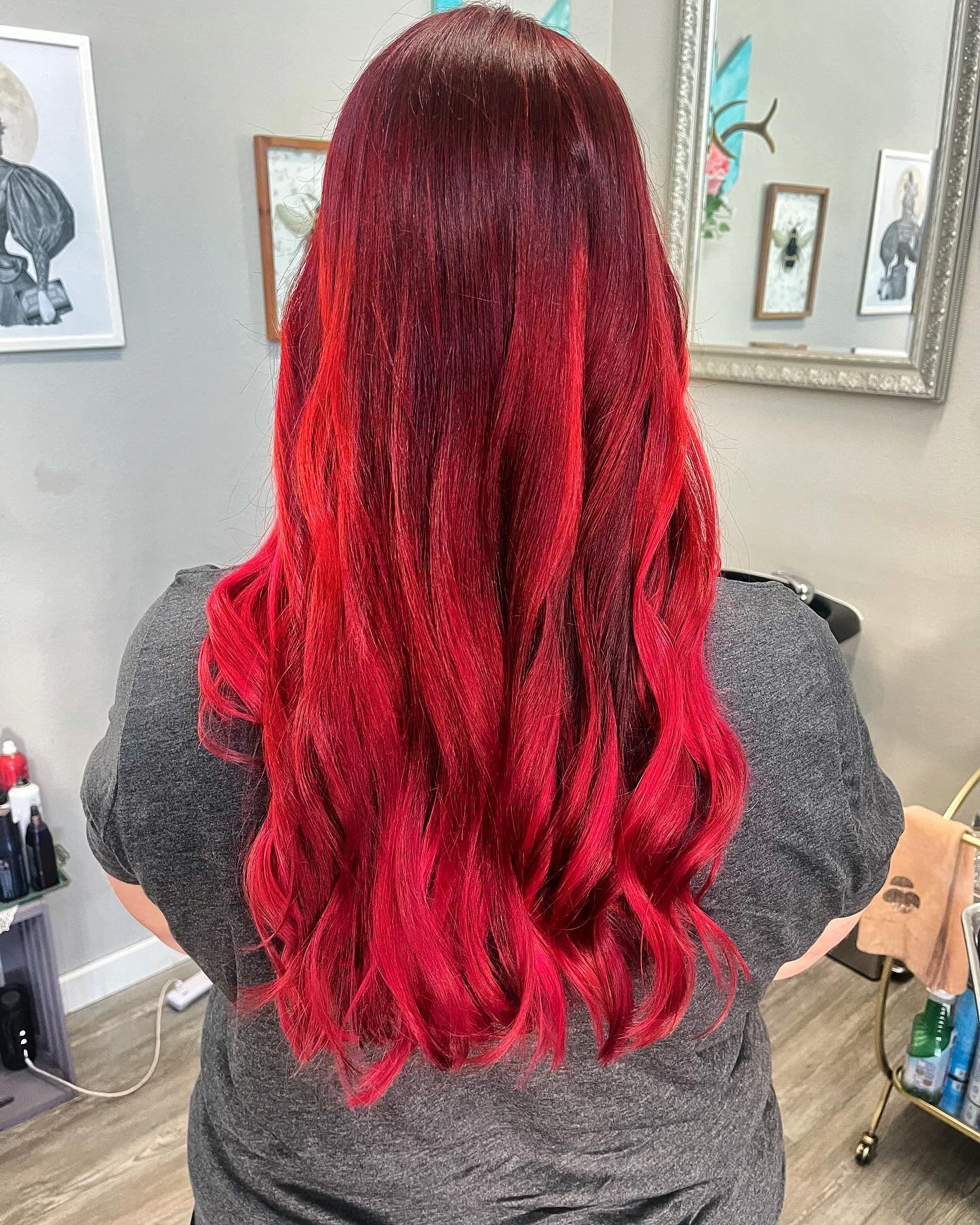 || Vibrant Red Hair || 💜

I always look forward to this client coming in, she has the most beautiful hair, thick &amp; lush naturally. 
.
All I have to do is enhance her color using a combination of fashion colors, hi-lifts and permanent haircolor w